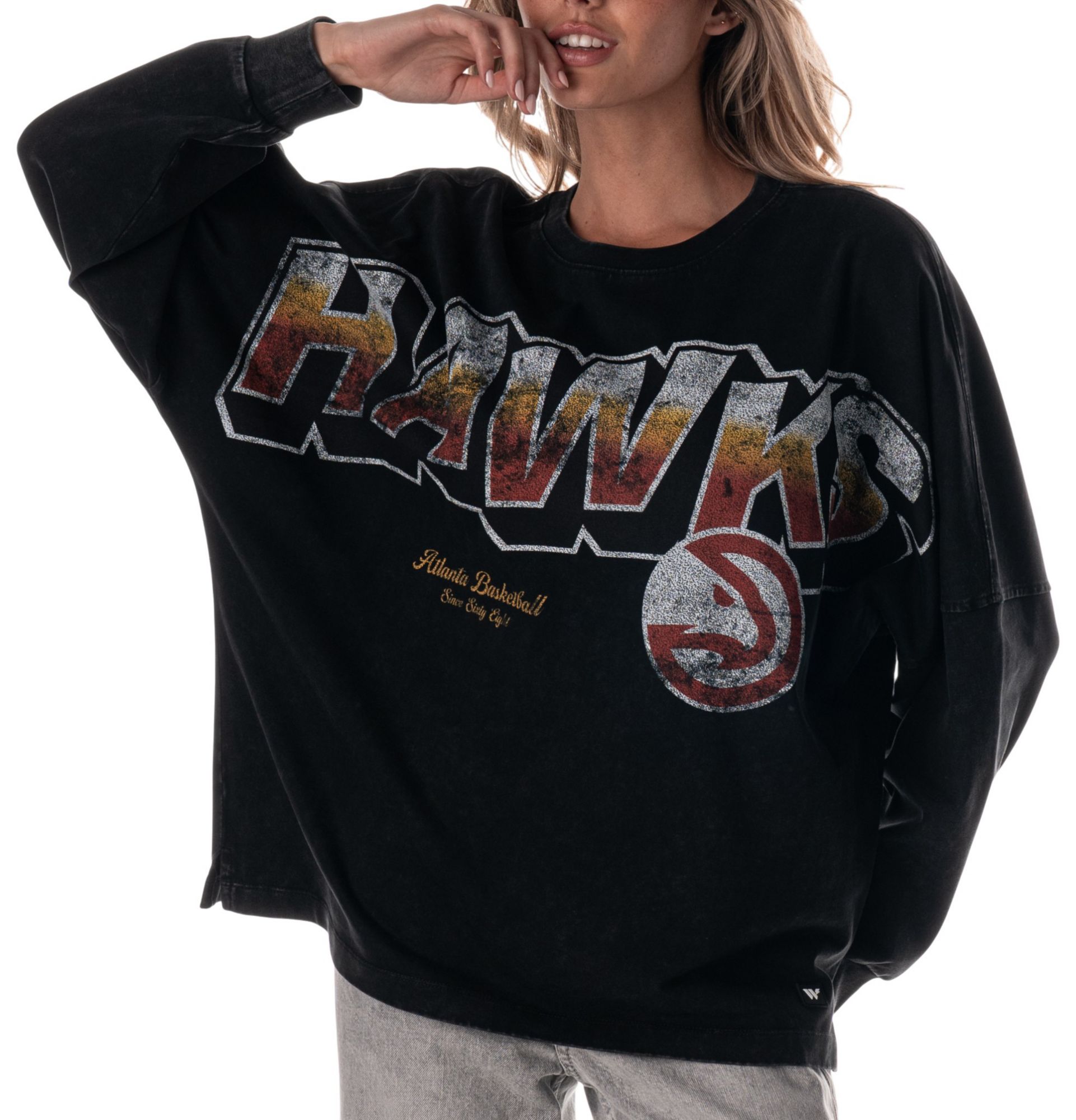 The Wild Collective Adult Atlanta Hawks Black Oversized Long Sleeve T-Shirt product image