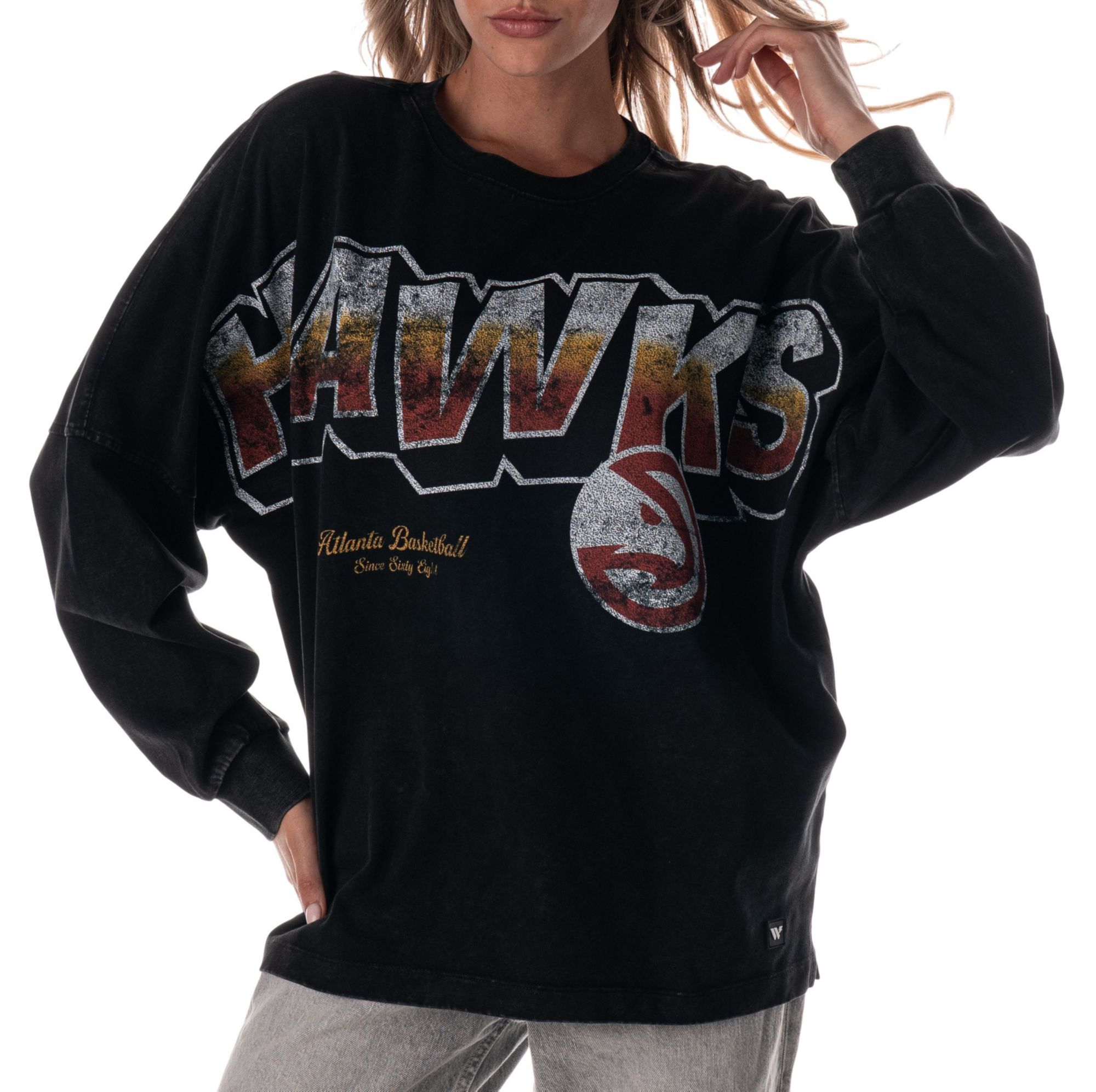 The Wild Collective Adult Atlanta Hawks Black Oversized Long Sleeve T-Shirt product image