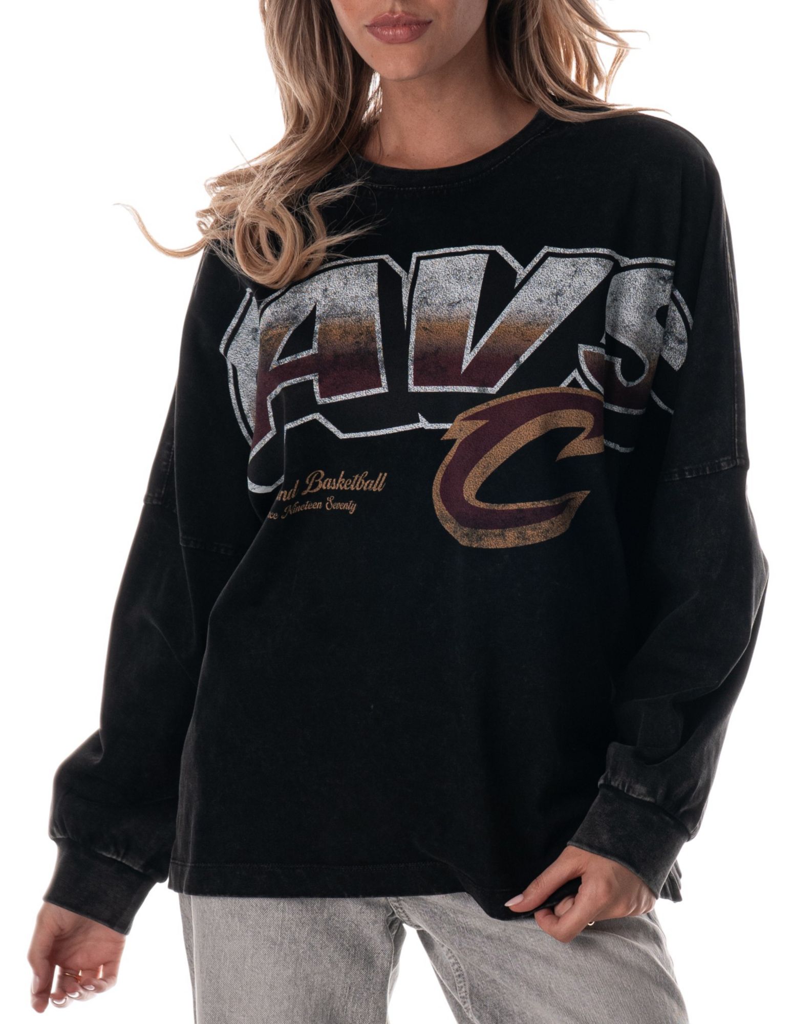 The Wild Collective Adult Cleveland Cavaliers Black Oversized Long Sleeve T-Shirt product image