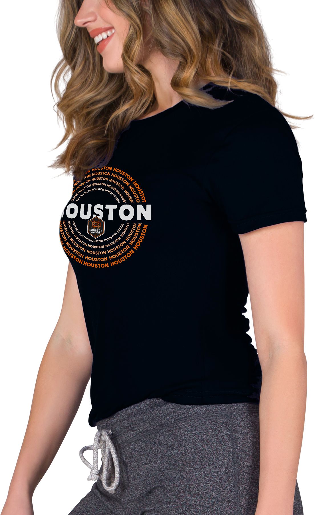 Concepts Sport Women's Houston Dynamo Marathon Black Knit T-Shirt