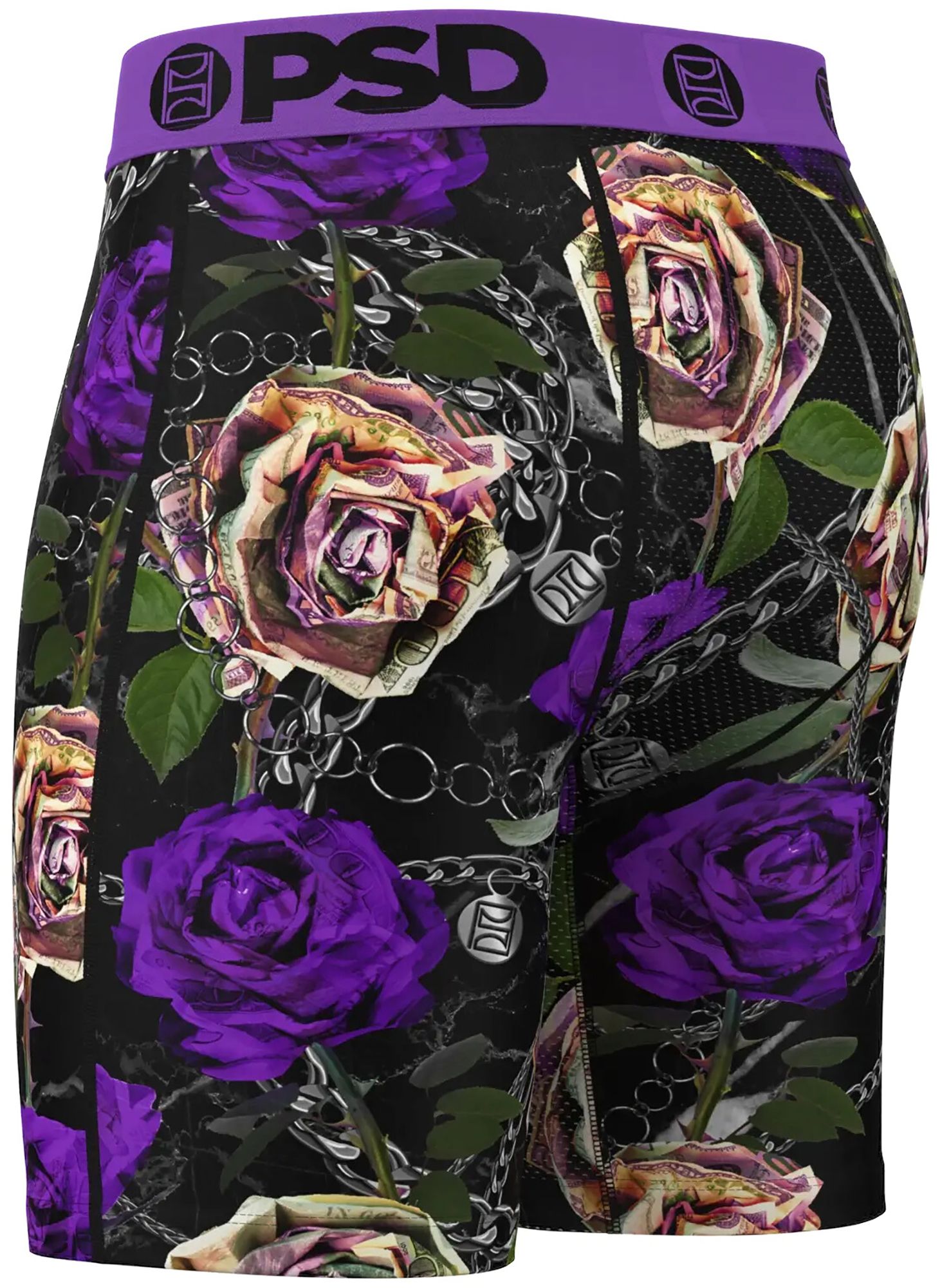 PSD Underwear Men's Rose and Chains Purple Boxer Briefs product image