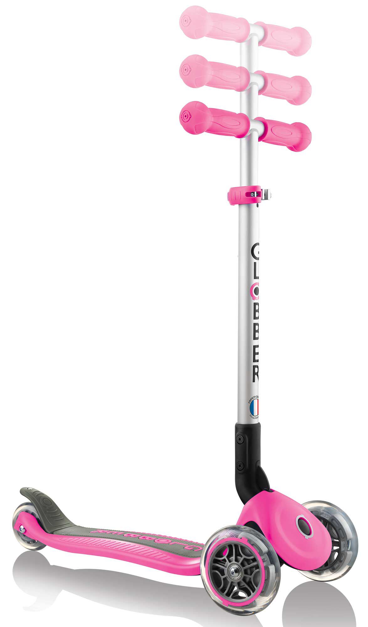 globber primo foldable lights pink scooter