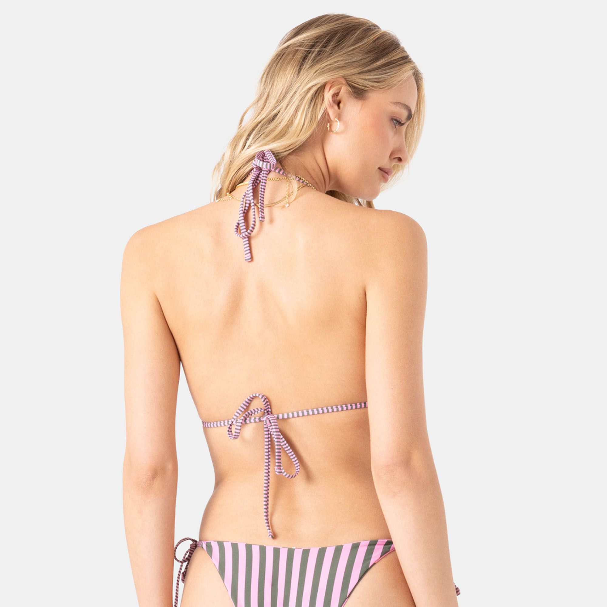 Roxy Women's Stripe Out Reversible Tiki Triangle Bikini Swim Top product image