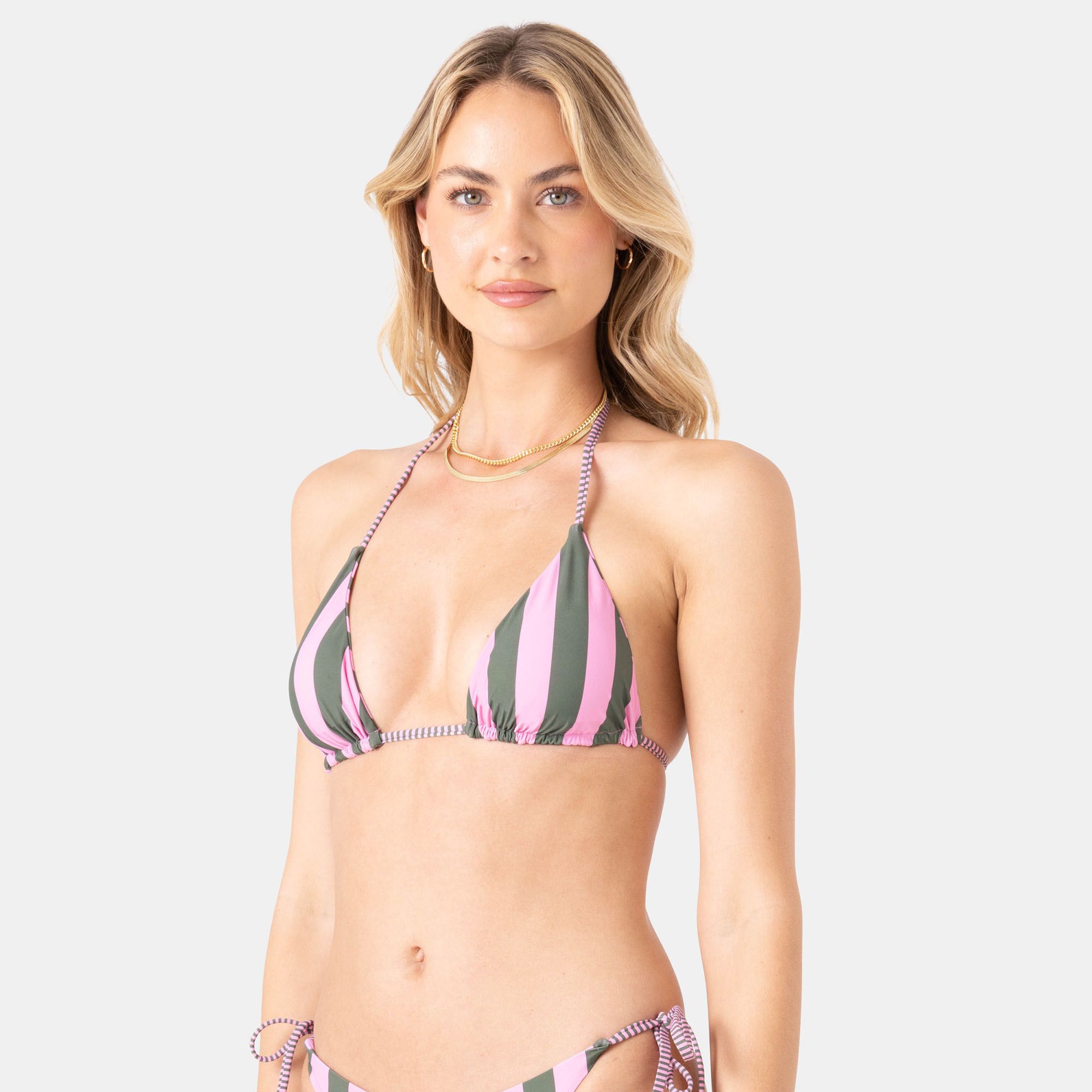 Roxy Women's Stripe Out Reversible Tiki Triangle Bikini Swim Top product image