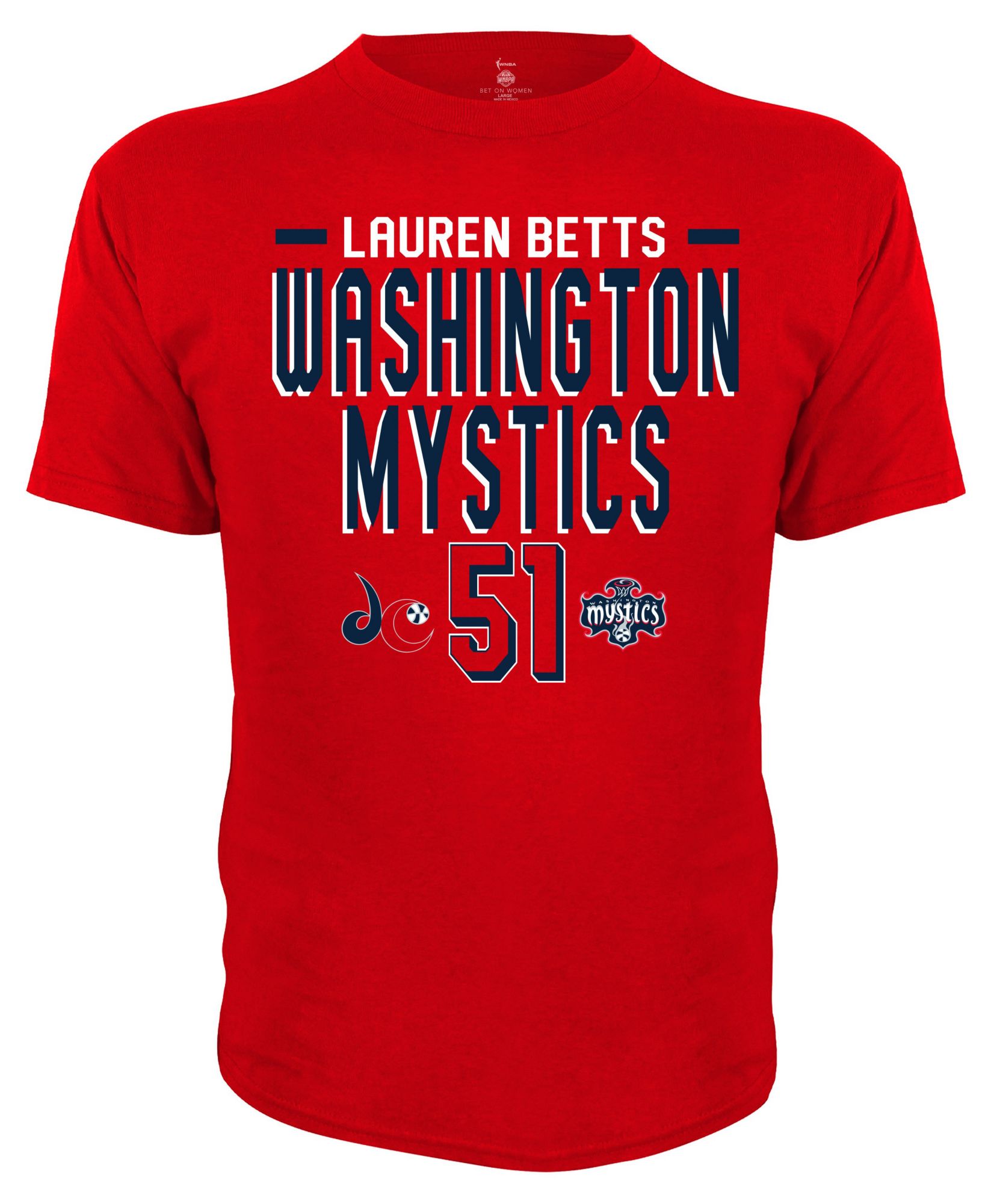 Dynasty Apparel Adult Washington Mystics Lauren Betts Red Explorer T-Shirt product image