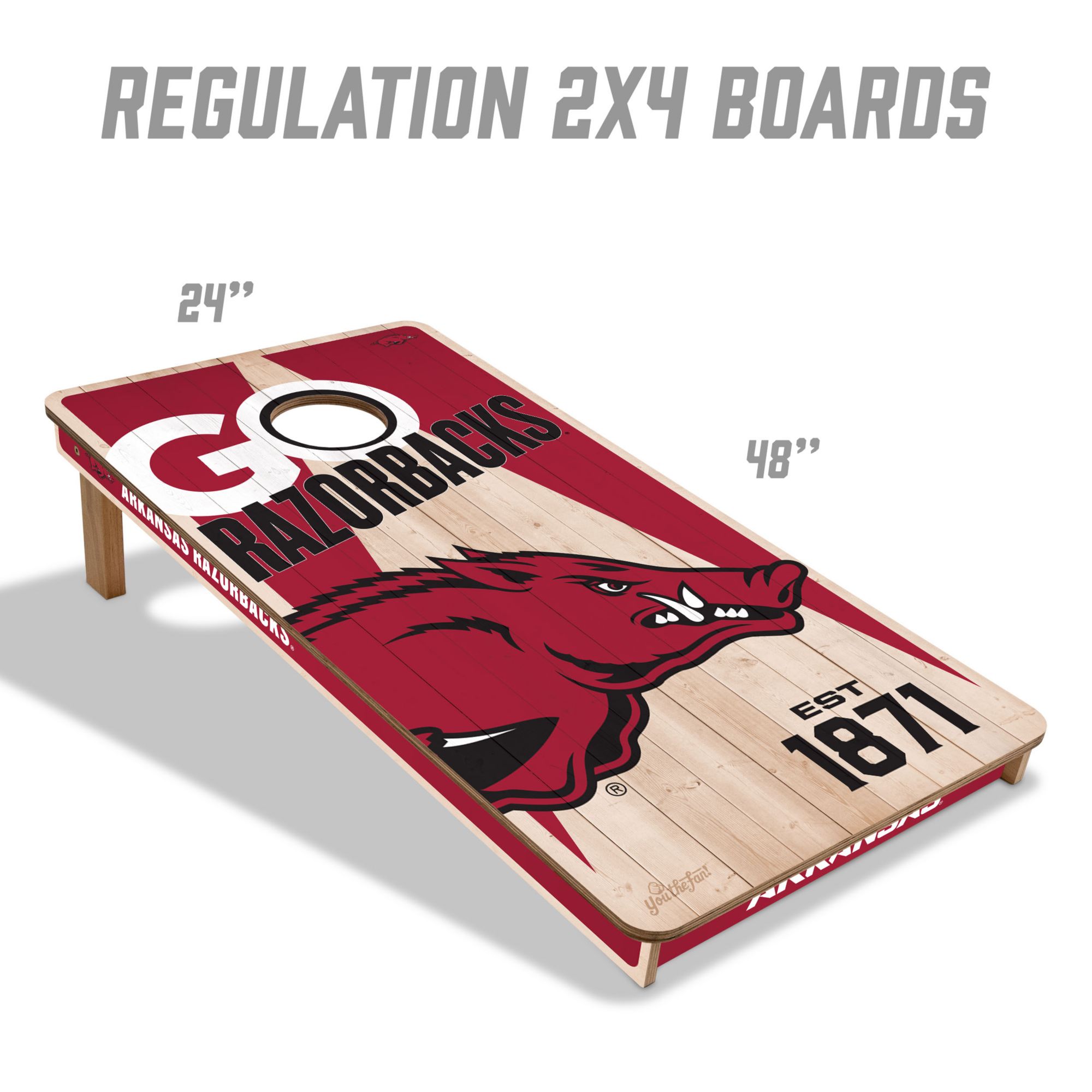 YouTheFan Arkansas Razorbacks 2' x 4' Cornhole Boards product image