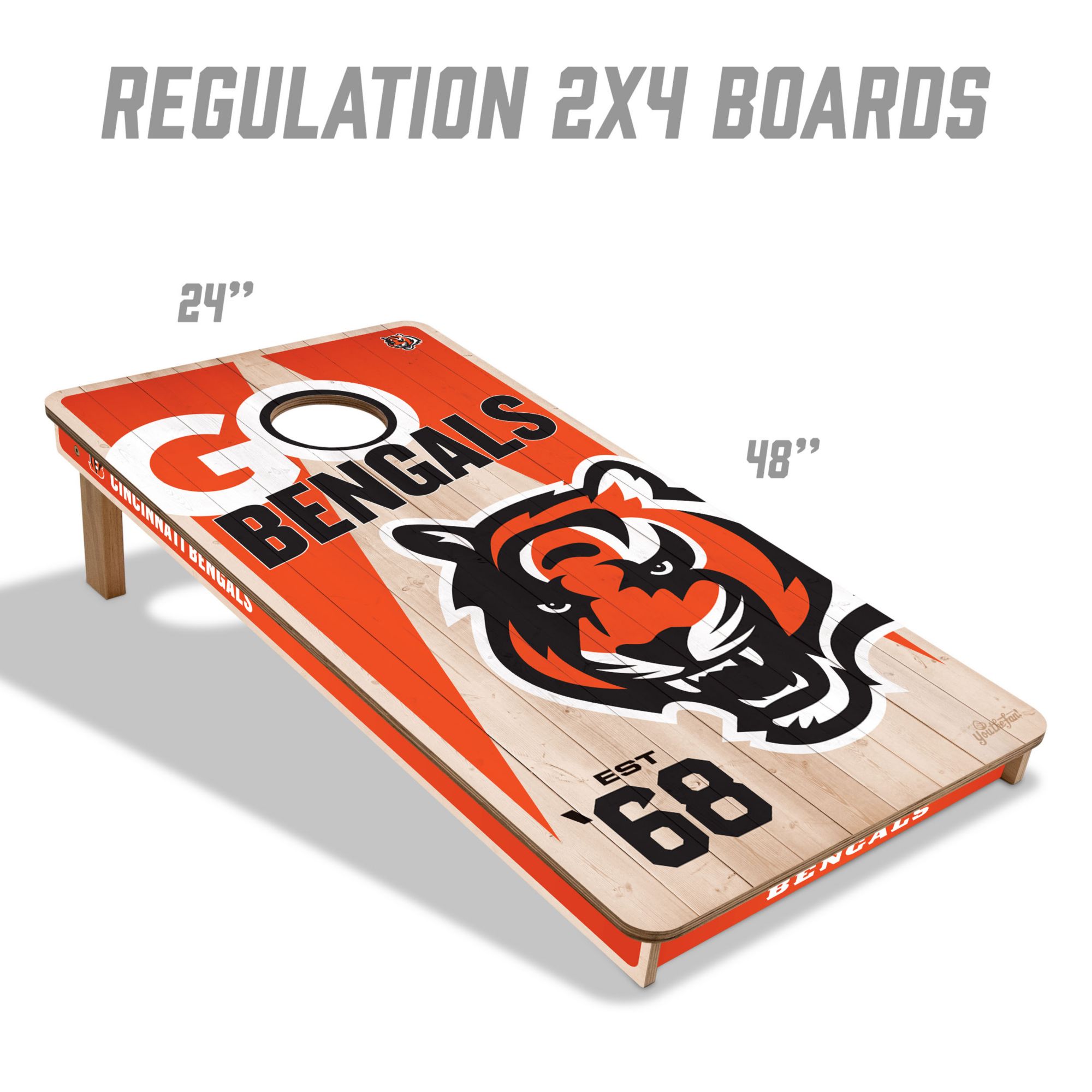 YouTheFan Cincinnati Bengals 2' x 4' Cornhole Boards product image