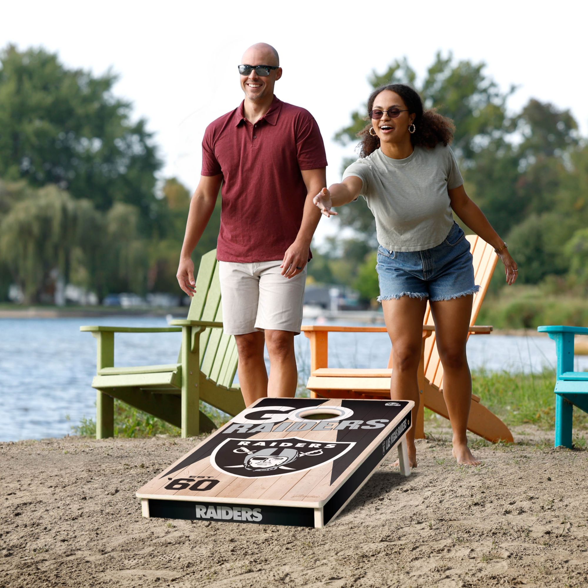 YouTheFan Las Vegas Raiders 2' x 4' Cornhole Boards product image