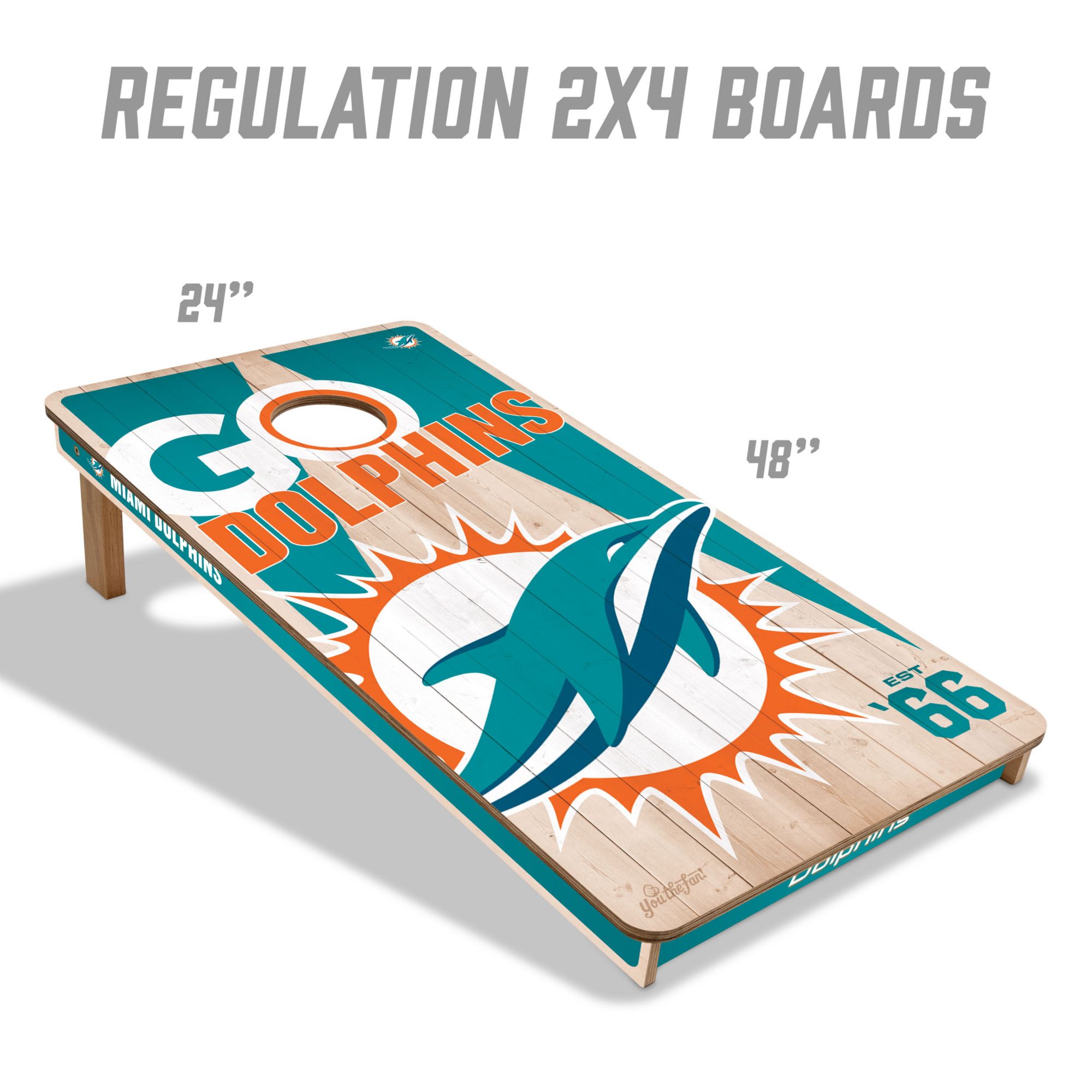 YouTheFan Miami Dolphins 2' x 4' Cornhole Boards product image