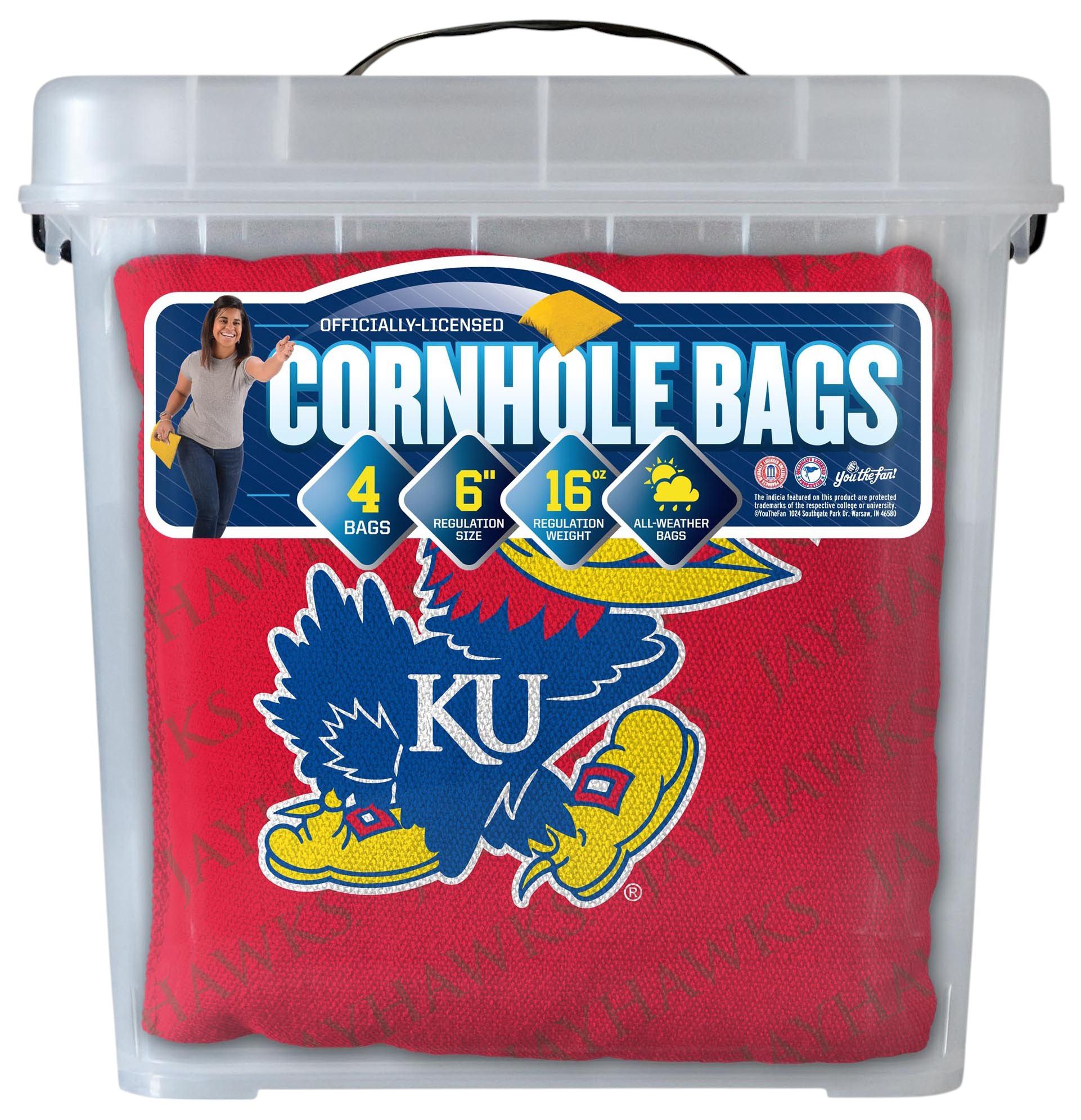 YouTheFan Kansas Jayhawks Red 4-Pack Cornhole Bean Bag Set product image