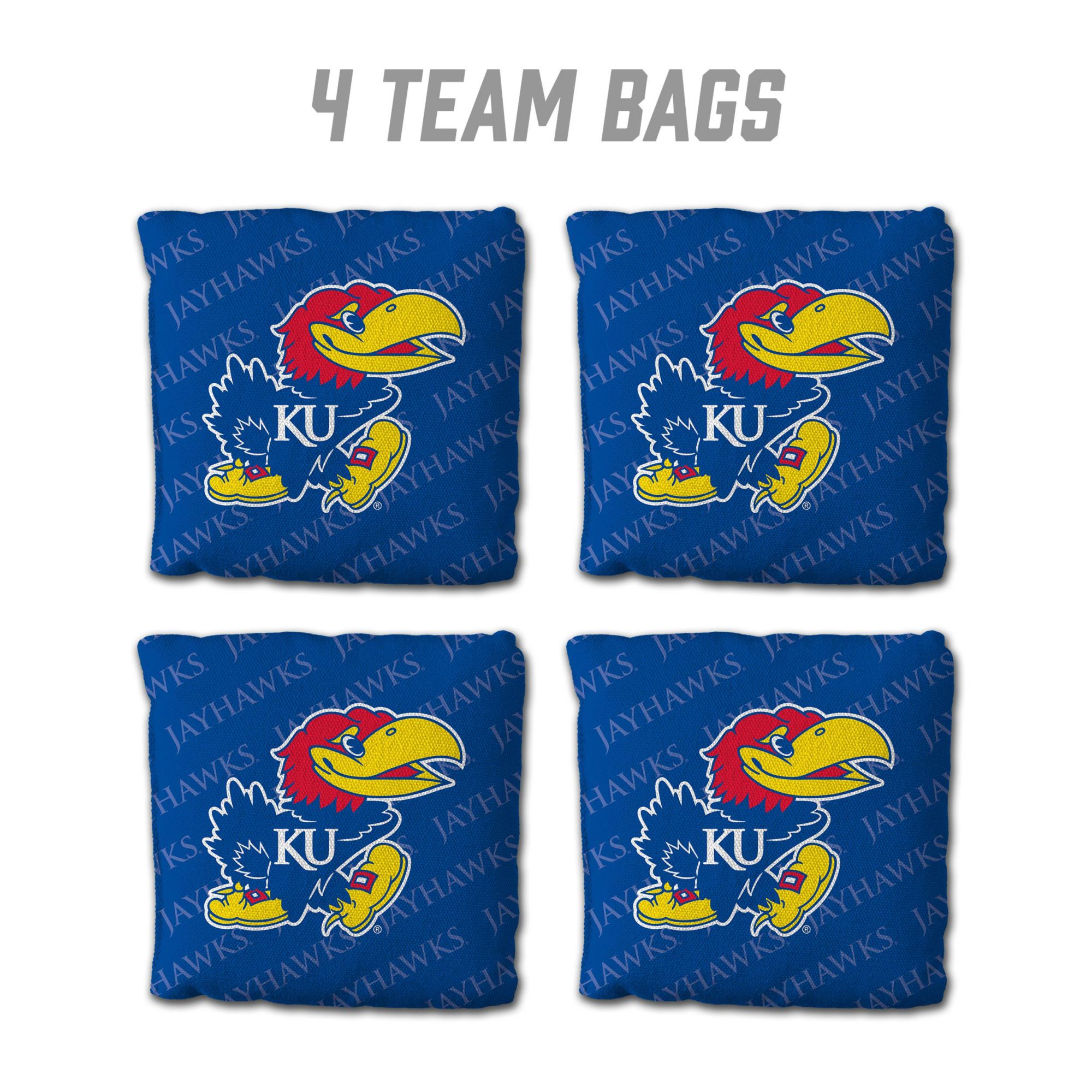 YouTheFan Kansas Jayhawks Blue 4-Pack Cornhole Bean Bag Set product image