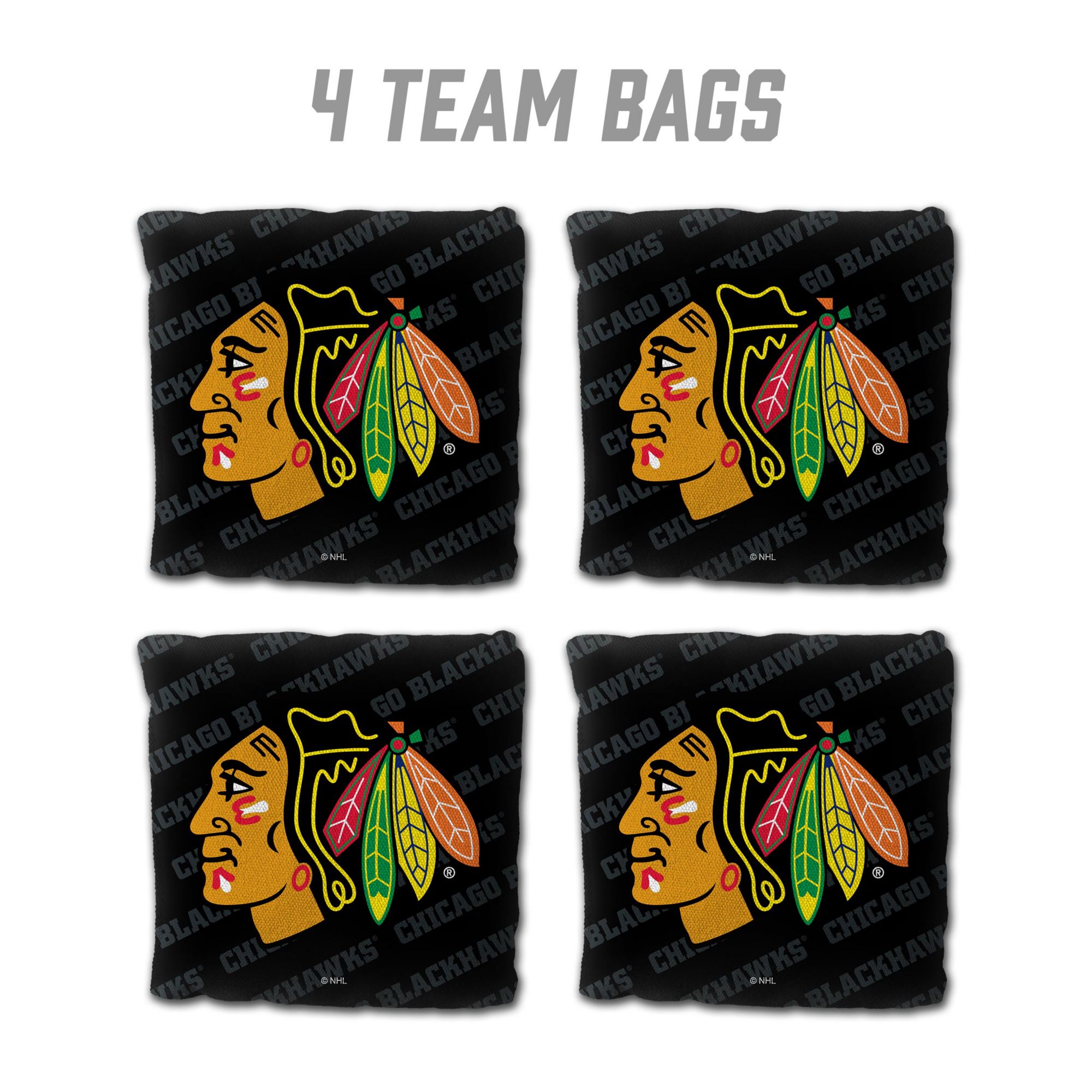 YouTheFan Chicago Blackhawks Black 4-Pack Cornhole Bean Bag Set product image