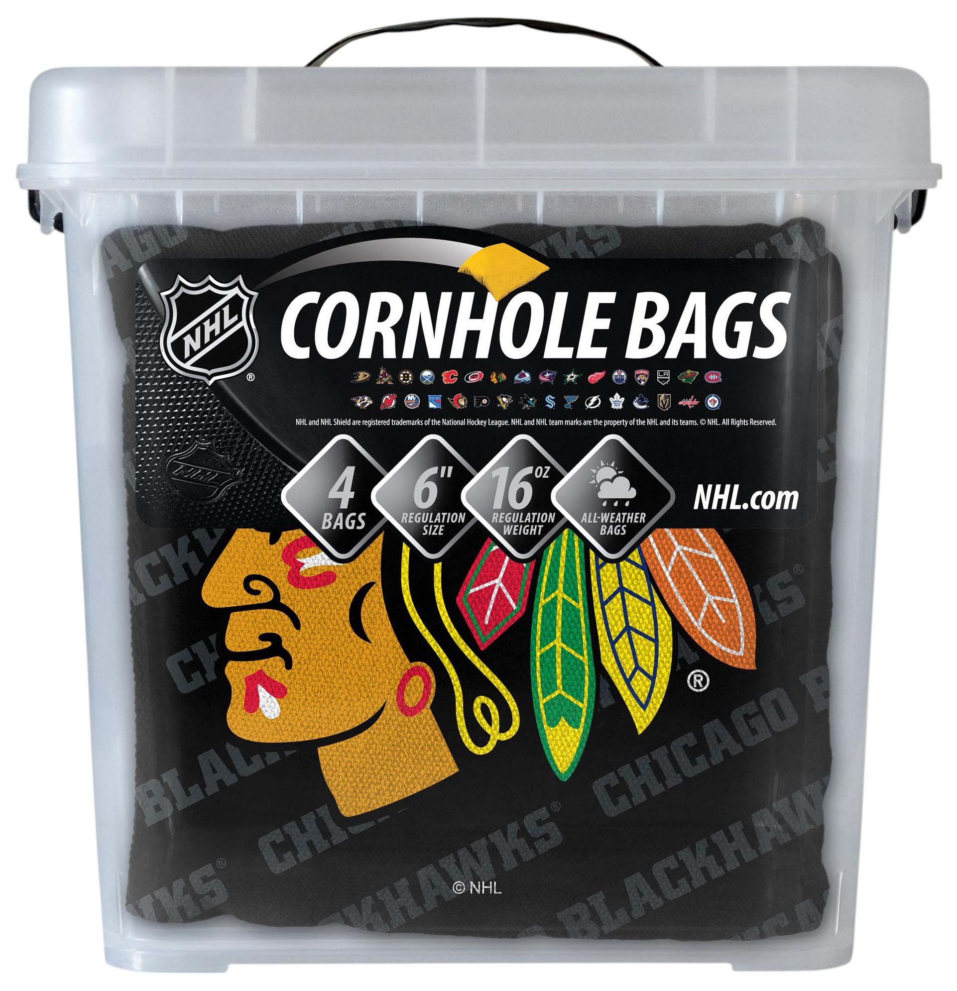 YouTheFan Chicago Blackhawks Black 4-Pack Cornhole Bean Bag Set product image