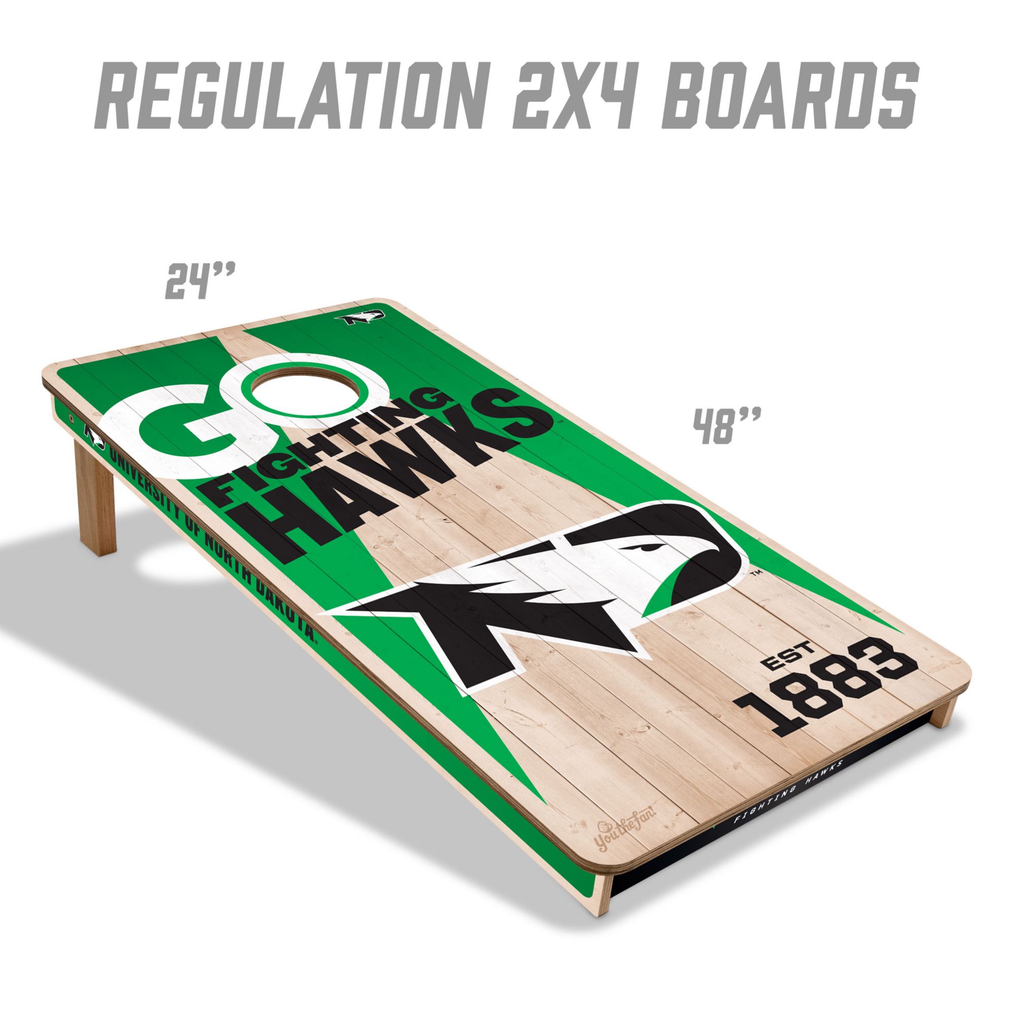 YouTheFan North Dakota Fighting Hawks 2' x 4' Cornhole Boards product image