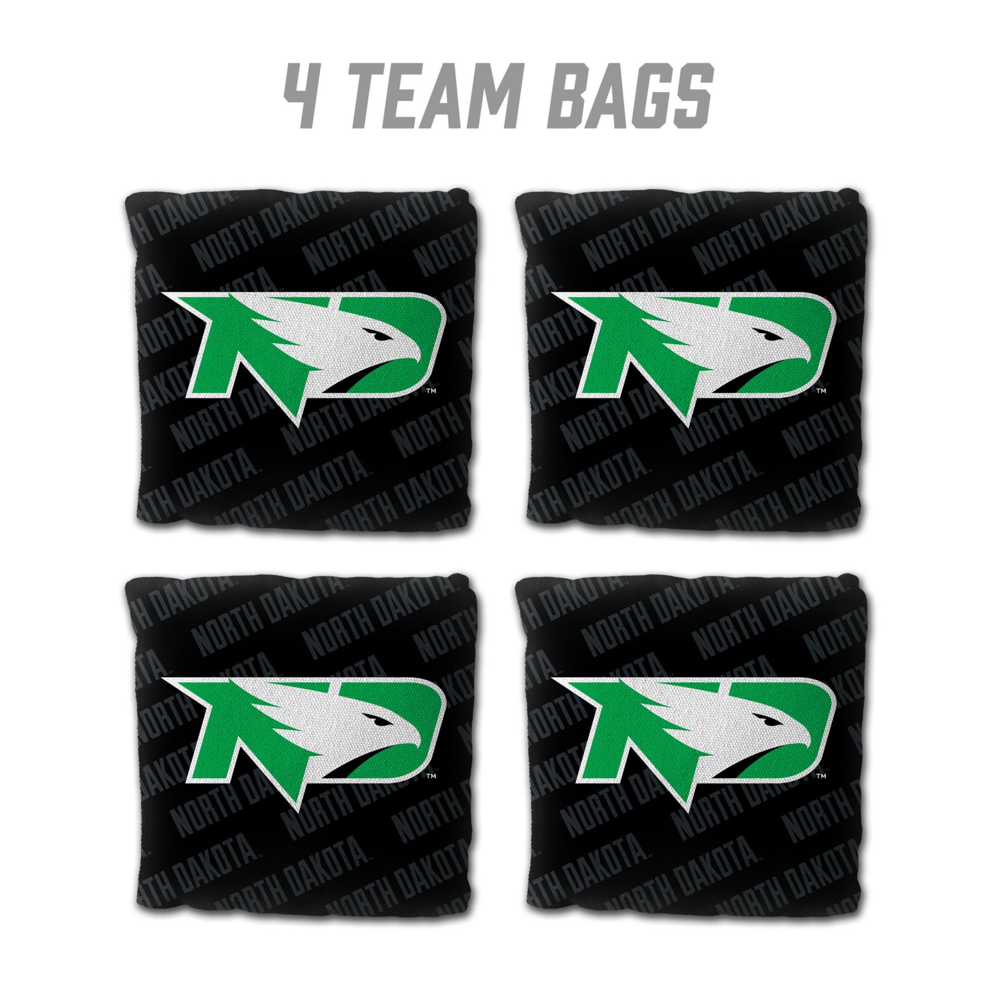YouTheFan North Dakota Fighting Hawks Black 4-Pack Cornhole Bean Bag Set product image