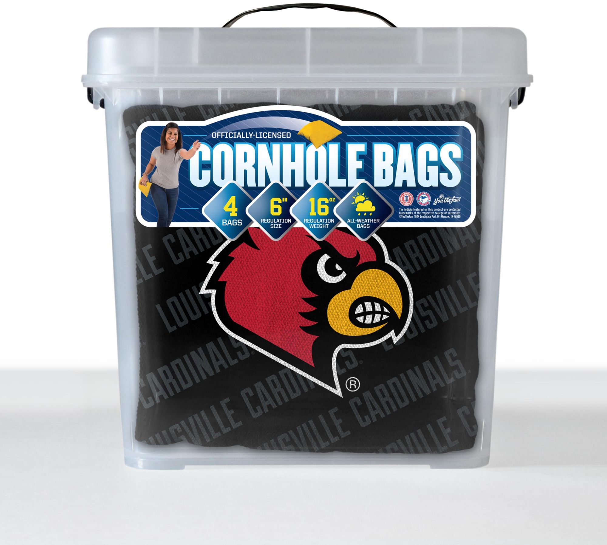YouTheFan Louisville Cardinals Black 4-Pack Cornhole Bean Bag Set product image