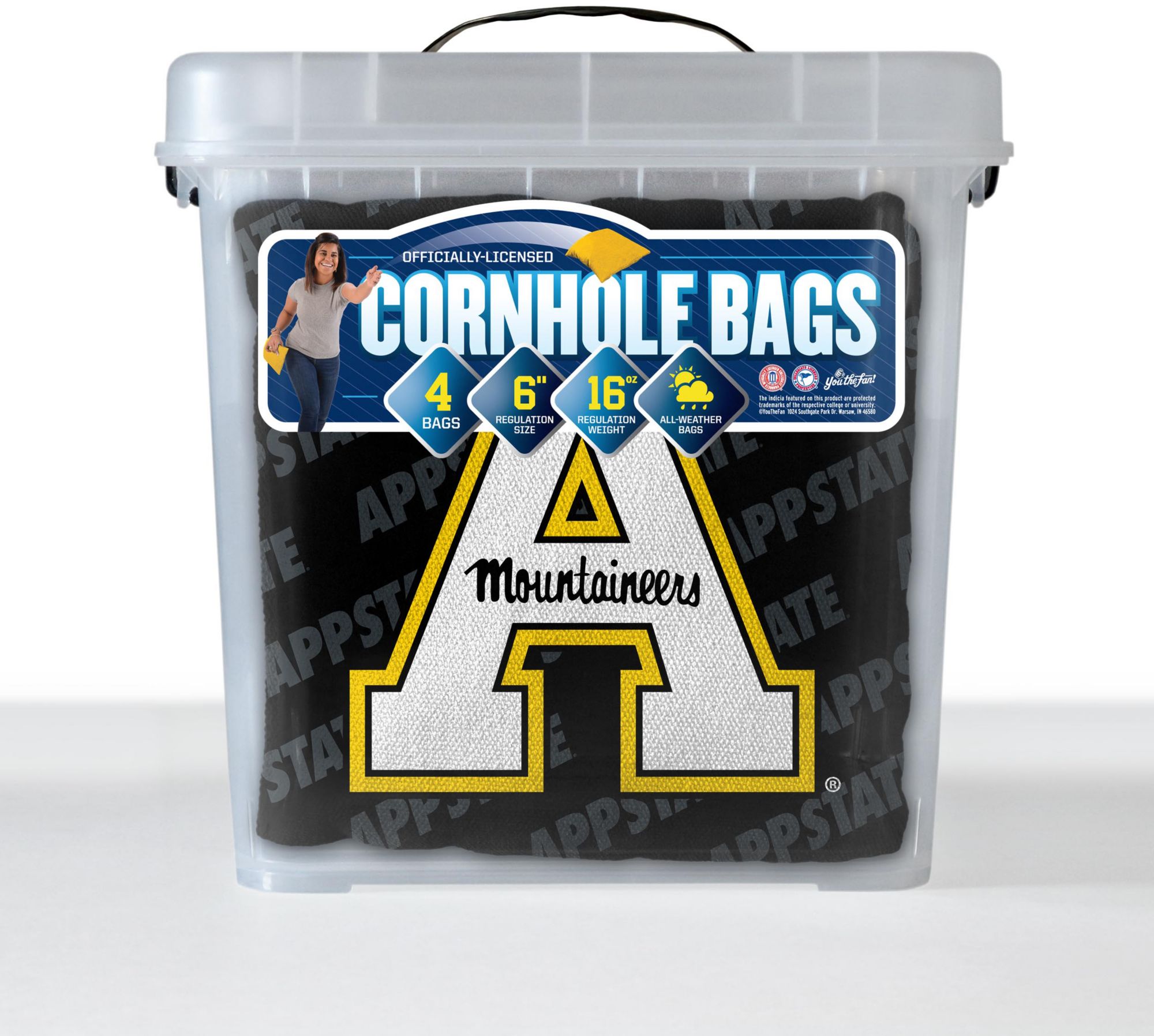 YouTheFan Appalachian State Mountaineers Black 4-Pack Cornhole Bean Bag Set product image