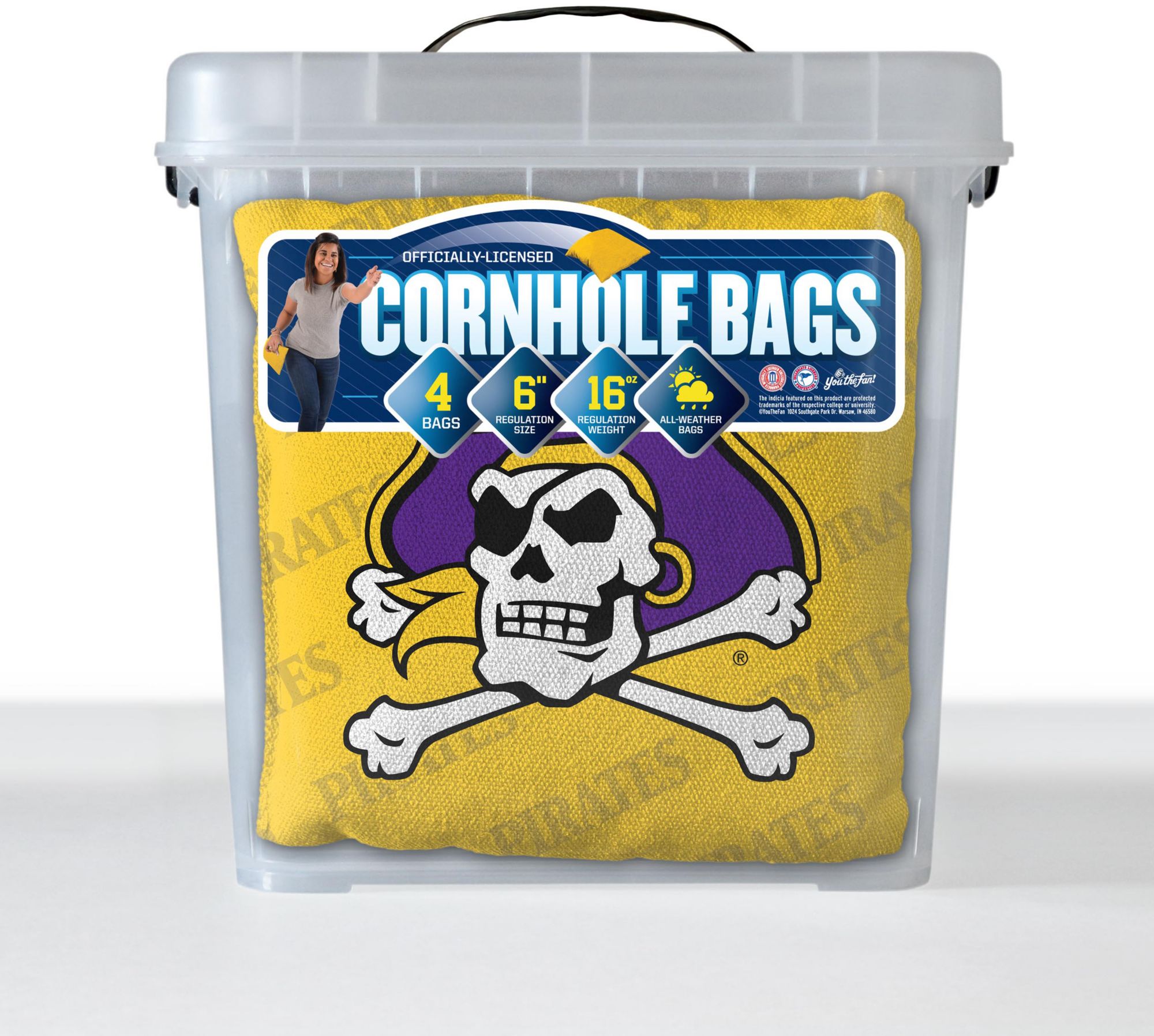 YouTheFan East Carolina Pirates Yellow 4-Pack Cornhole Bean Bag Set product image