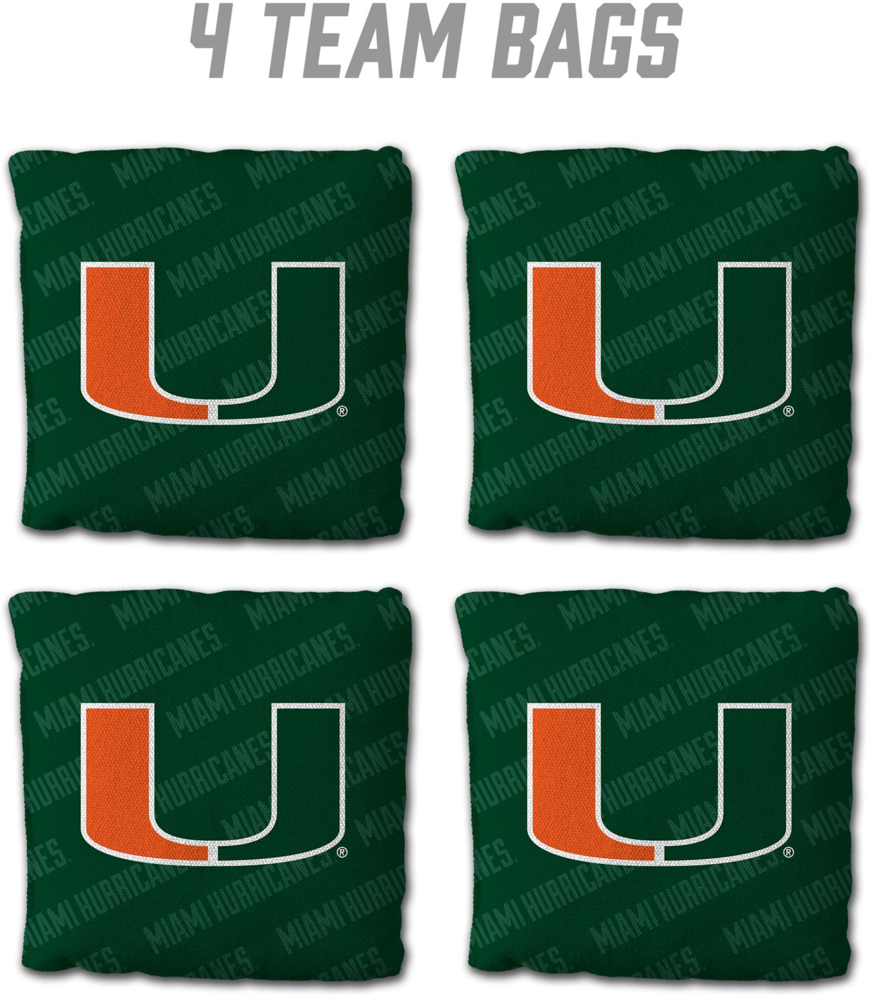 YouTheFan Miami (FL) Hurricanes Green 4-Pack Cornhole Bean Bag Set product image