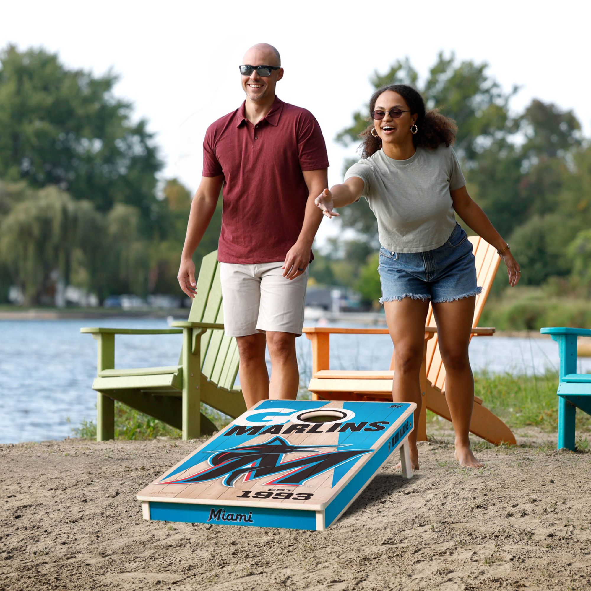 YouTheFan Miami Marlins 2' x 4' Cornhole Boards product image