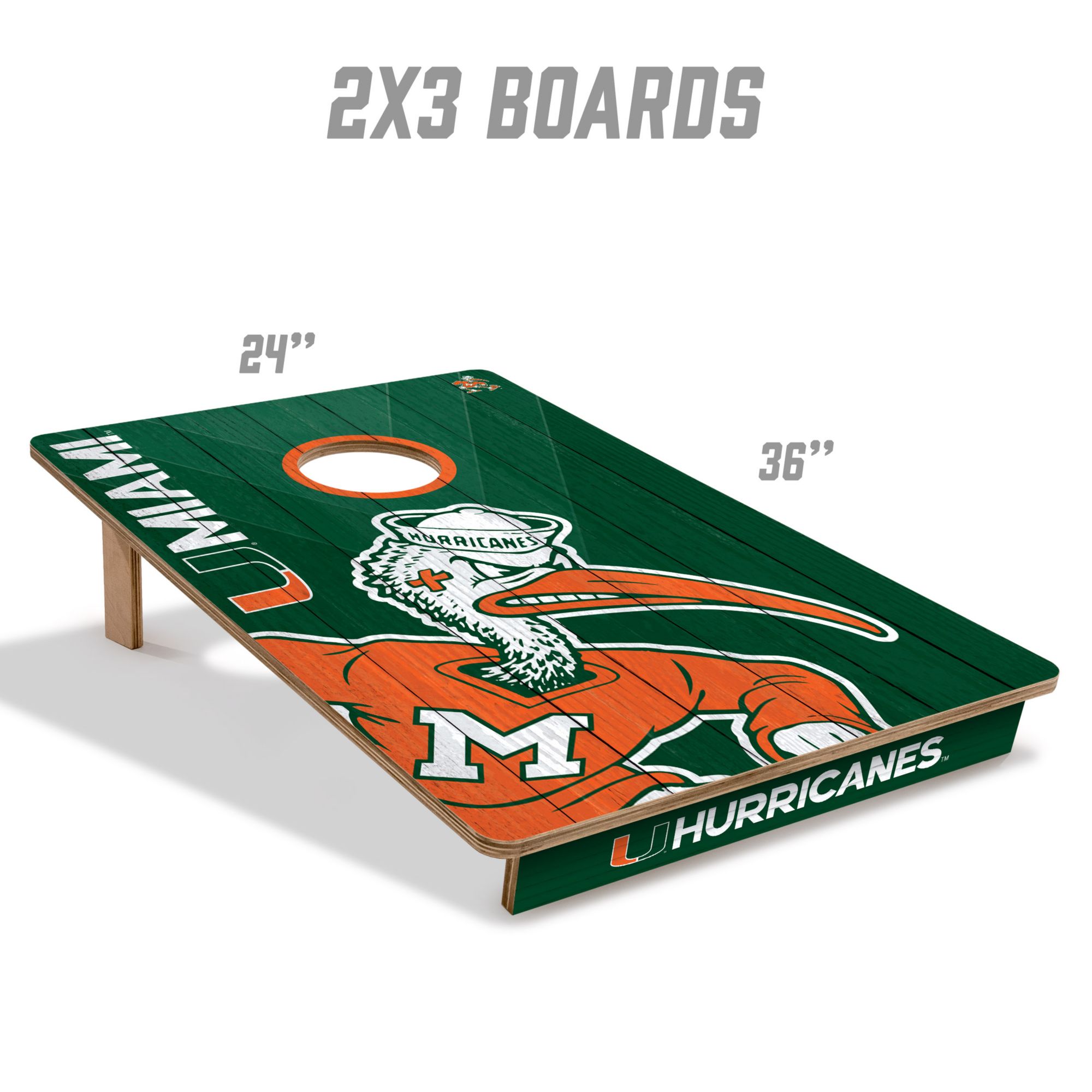 YouTheFan Miami (FL) Hurricanes 2' x 3' Cornhole Boards product image