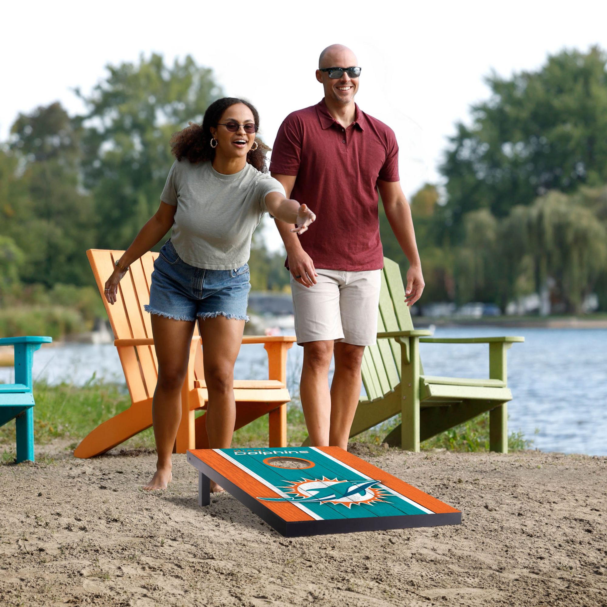 YouTheFan Miami Dolphins 2' x 3' MDF Cornhole Boards product image