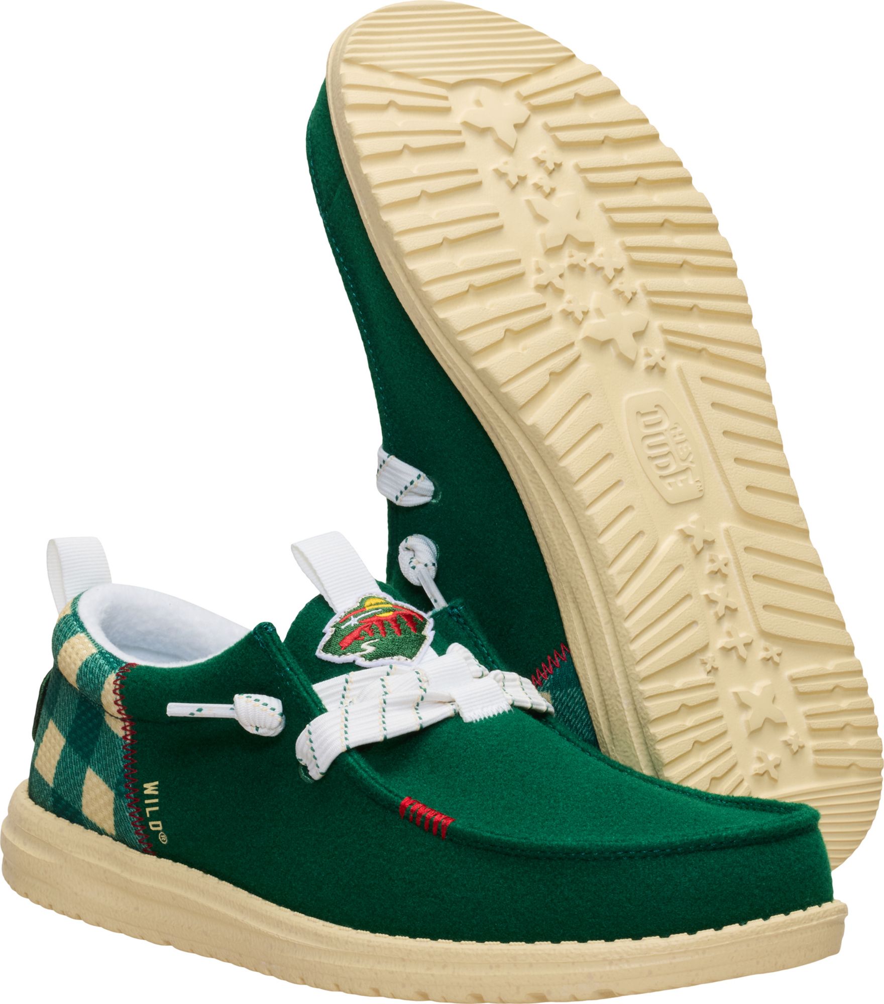 Hey Dude Men's Wally Funk NHL Minnesota Wild Plaid Shoes | Dick's