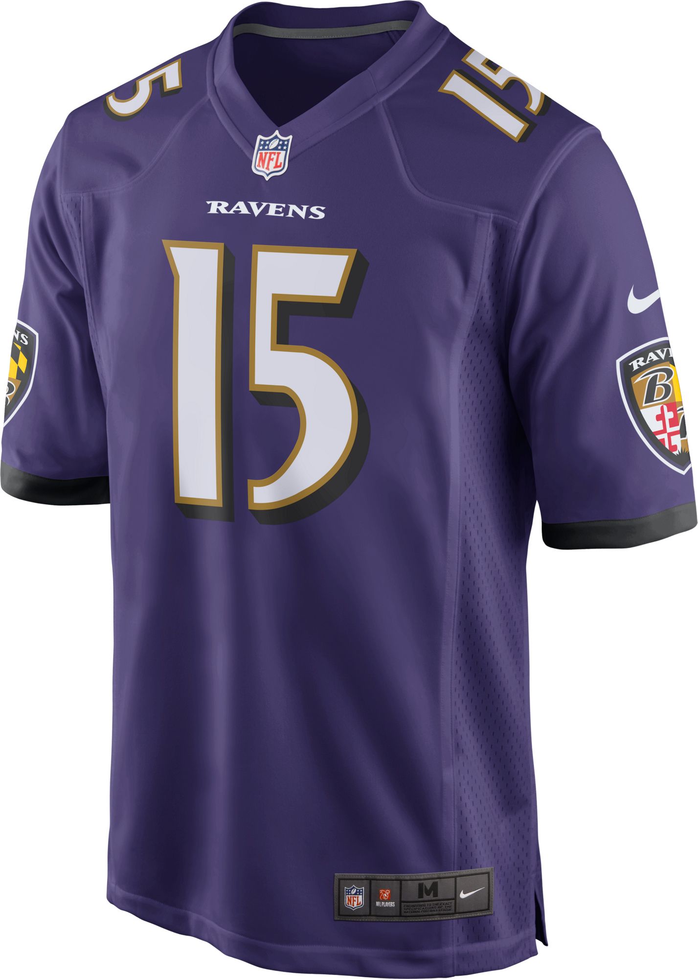Nike Men's Baltimore Ravens Marquise Brown #15 Purple Game Jersey product image