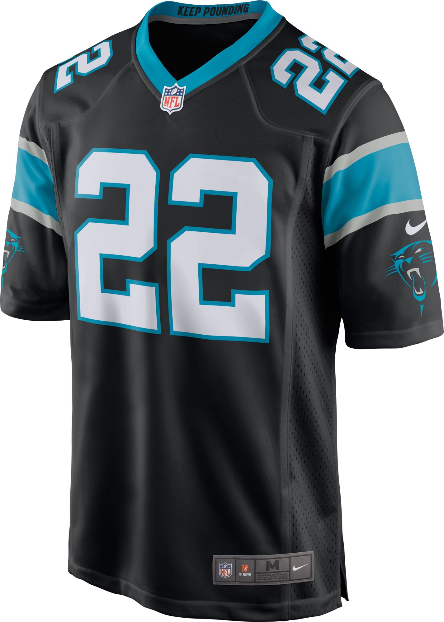 Nike Men's Carolina Panthers Christian McCaffrey #22 Black Game Jersey product image
