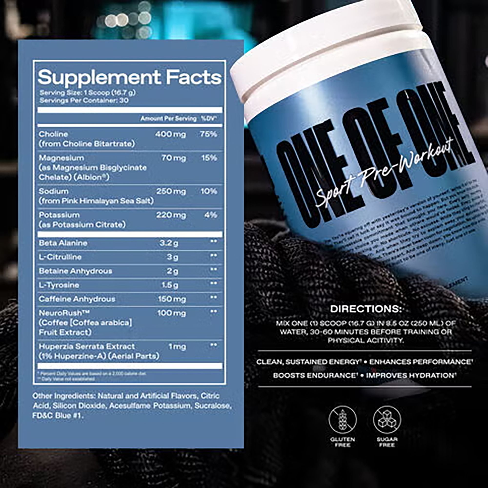 One of One 30 Servings Blue Razz Cotton Candy Pre-Workout product image
