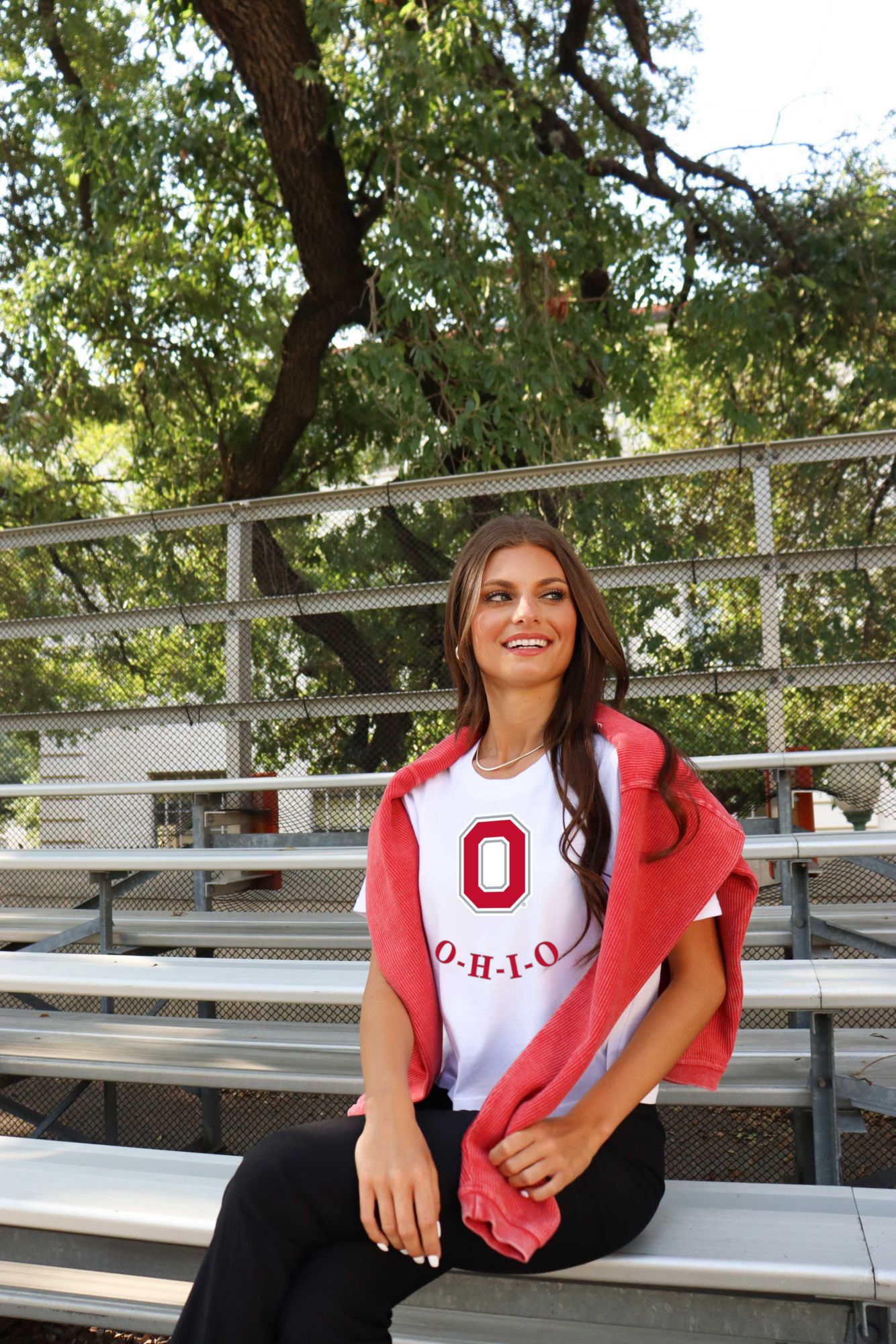 chicka-d Women's Ohio State Buckeyes White OHIO Short Sleeve T-Shirt product image