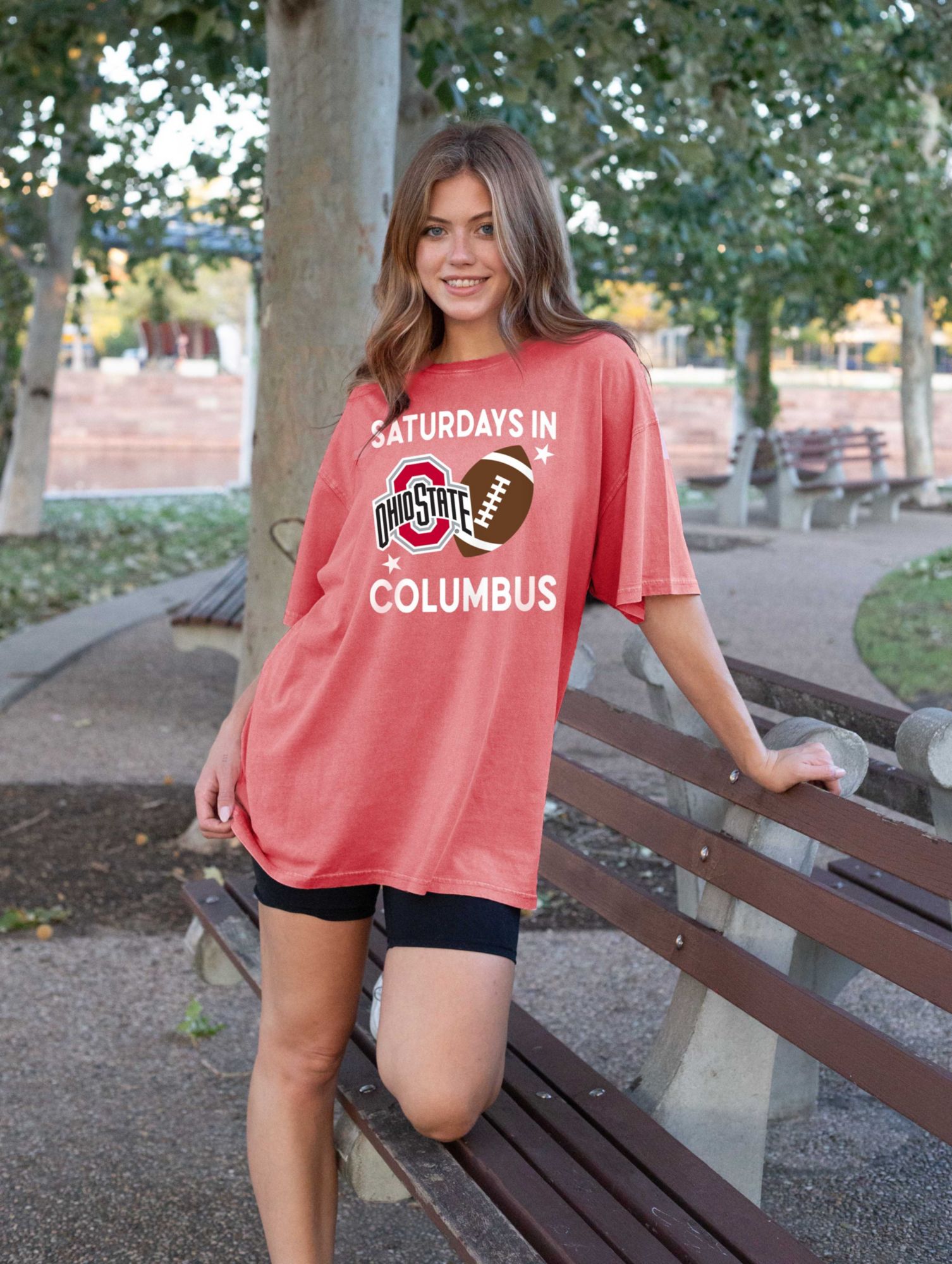 chicka-d Women's Ohio State Buckeyes Red Columbus Short Sleeve T-Shirt product image