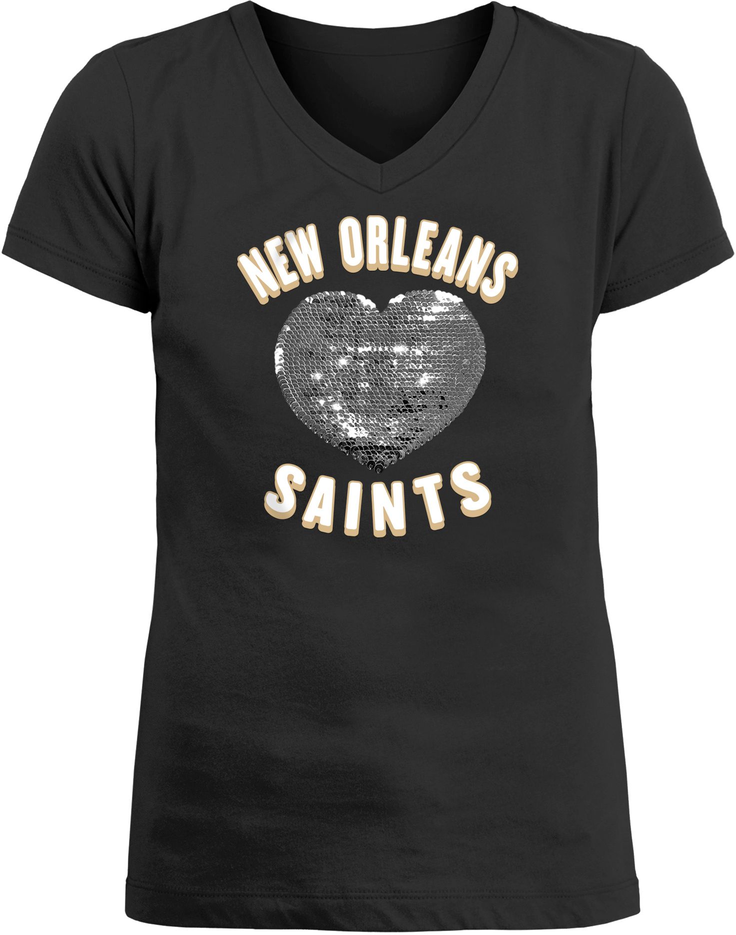 New Era Apparel Girl's New Orleans Saints Sequins Heart Black T-Shirt product image