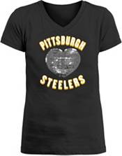 New Era Apparel Girl's Pittsburgh Steelers Sequins Heart Black T-Shirt product image