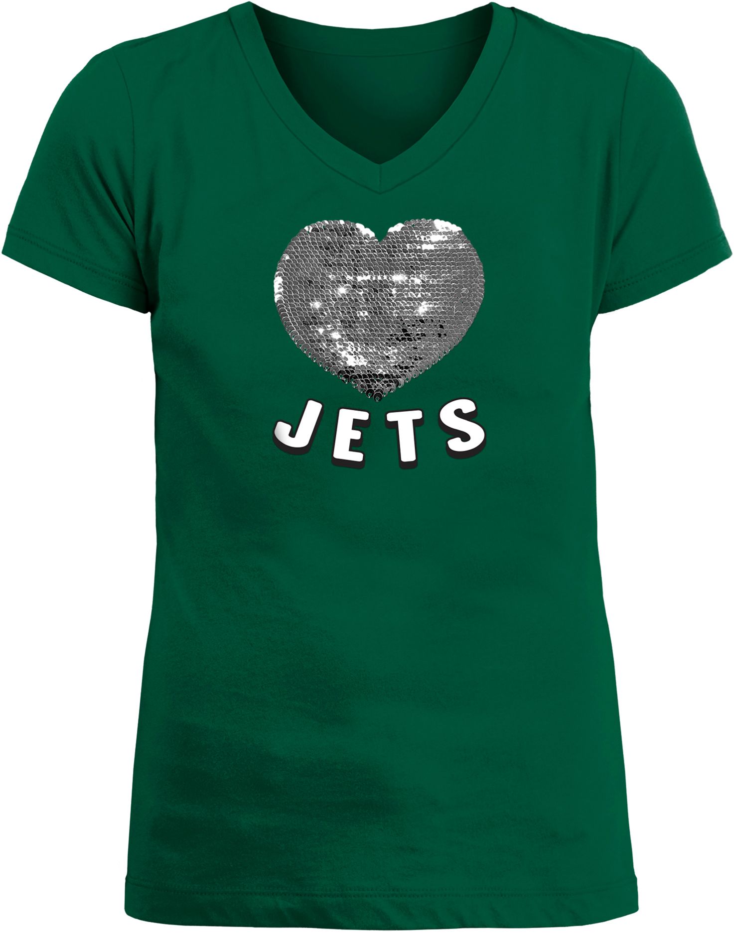 New Era Apparel Girl's New York Jets Sequins Heart Green T-Shirt product image