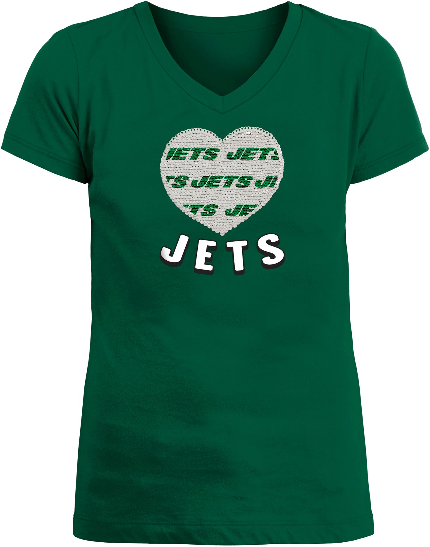 New Era Apparel Girl's New York Jets Sequins Heart Green T-Shirt product image