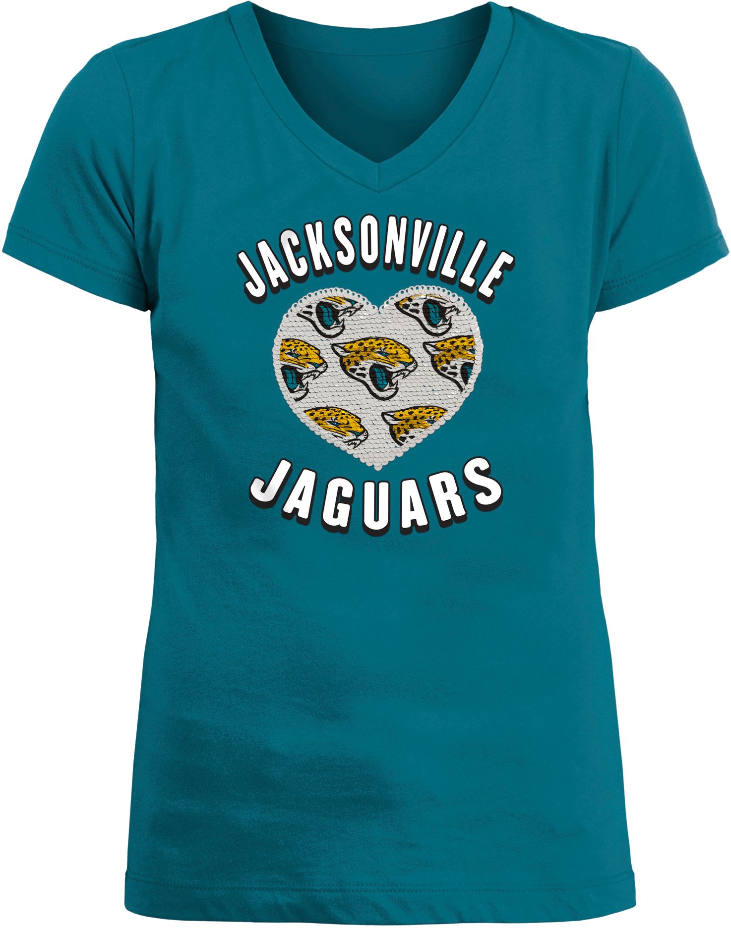 New Era Apparel Girl's Jacksonville Jaguars Sequins Heart Teal T-Shirt product image