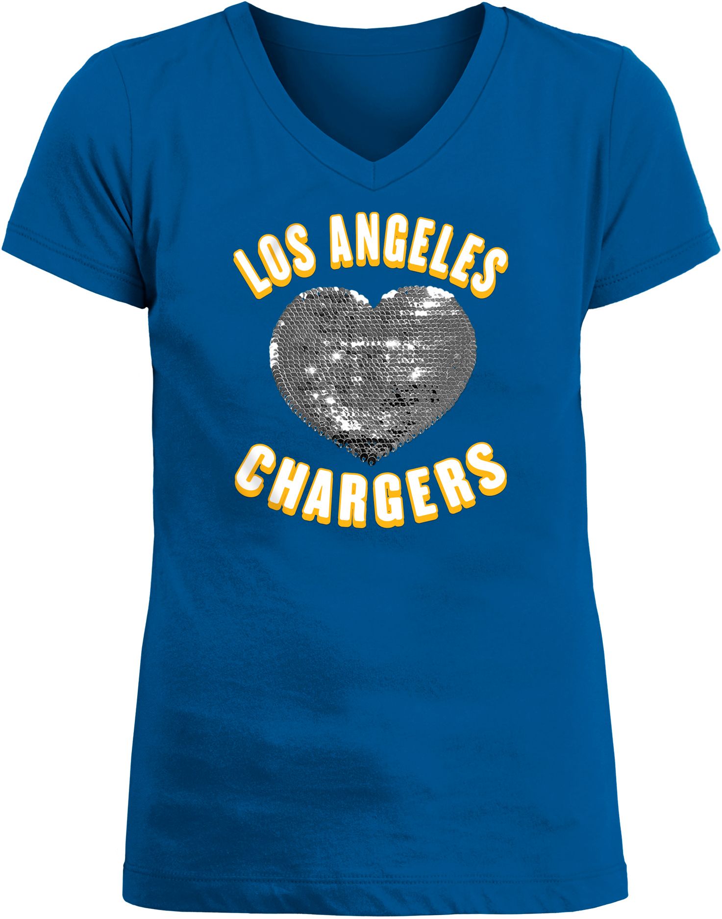 New Era Apparel Girl's Los Angeles Chargers Sequins Heart Blue T-Shirt product image