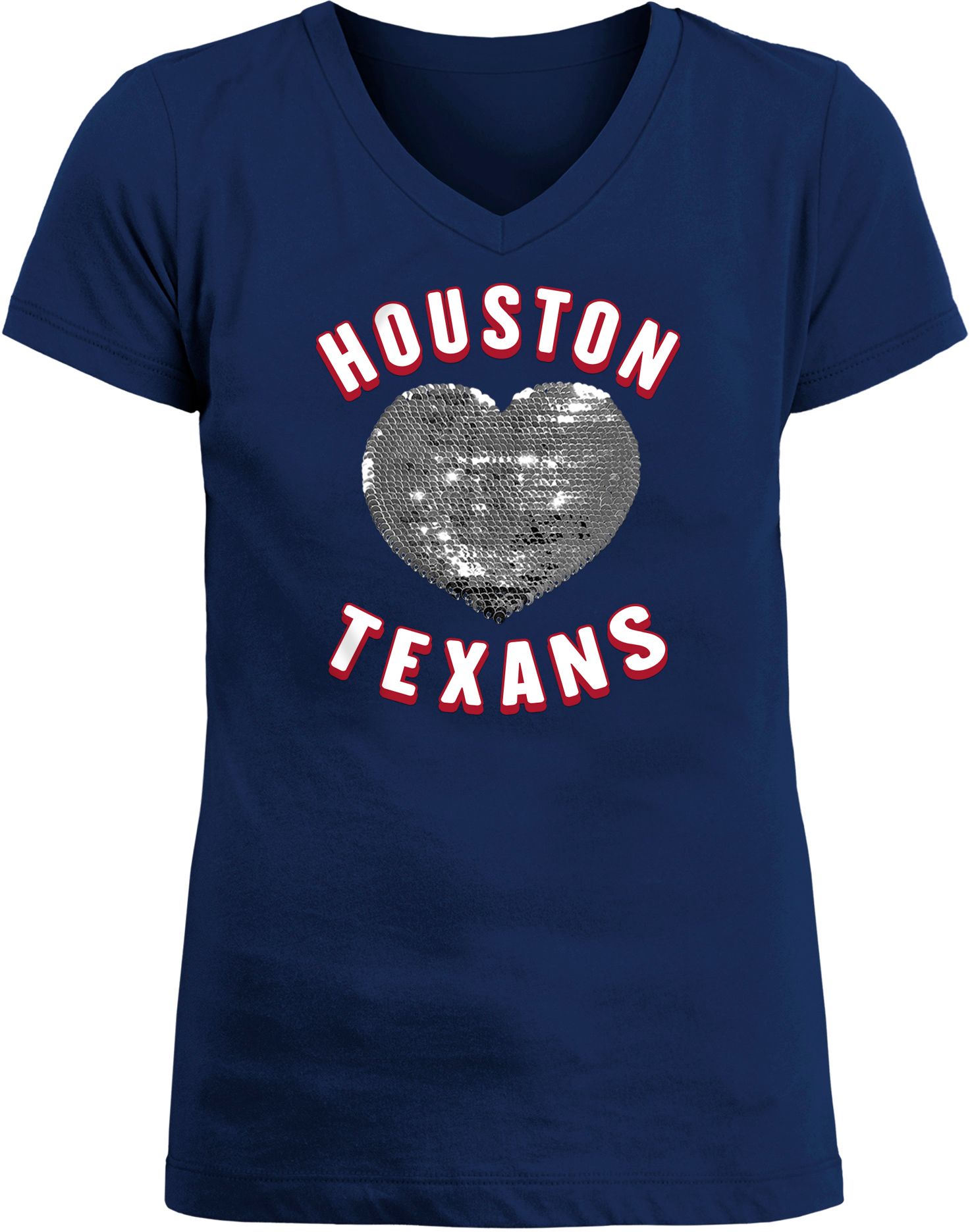 New Era Apparel Girl's Houston Texans Sequins Heart Navy T-Shirt product image