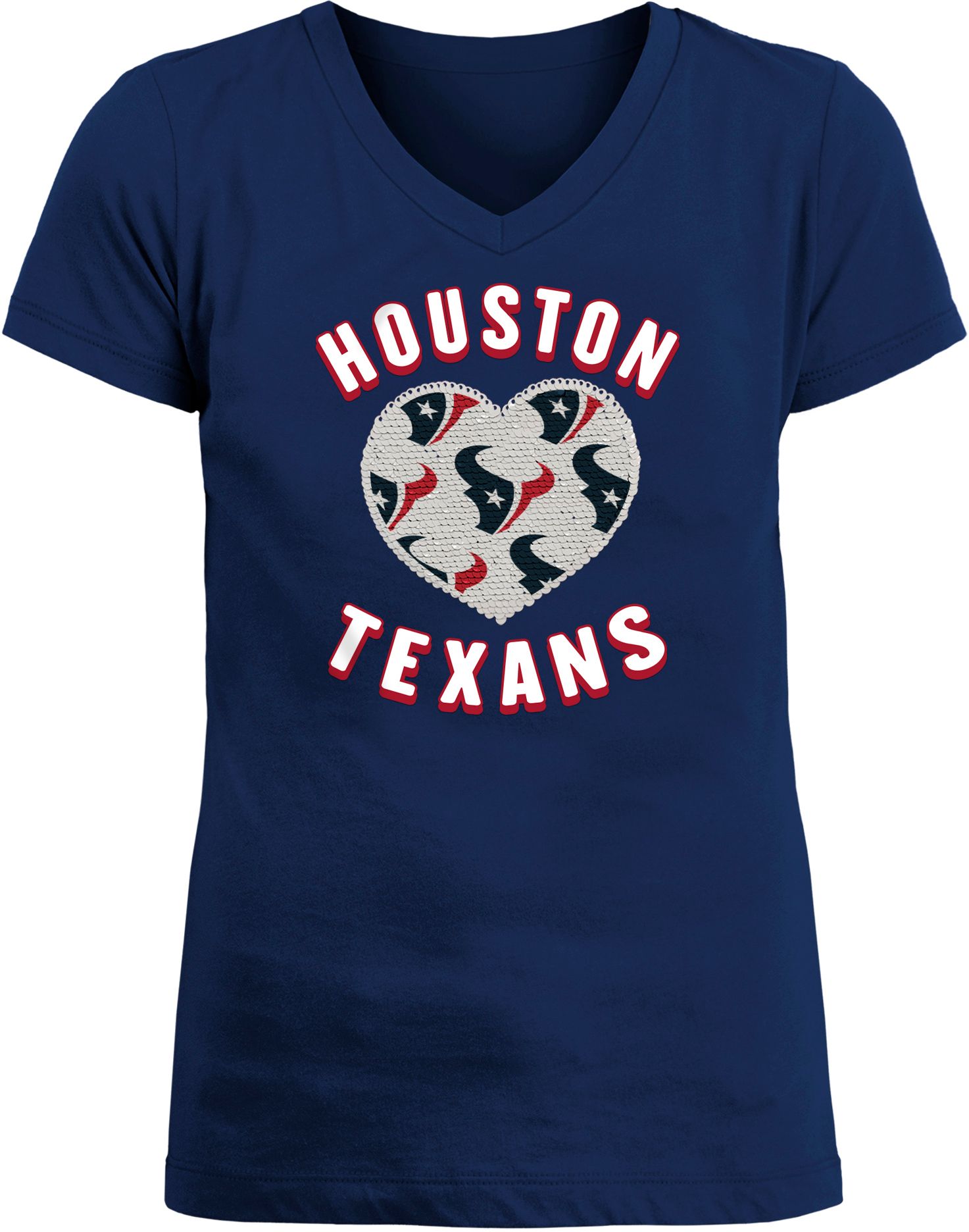 New Era Apparel Girl's Houston Texans Sequins Heart Navy T-Shirt product image