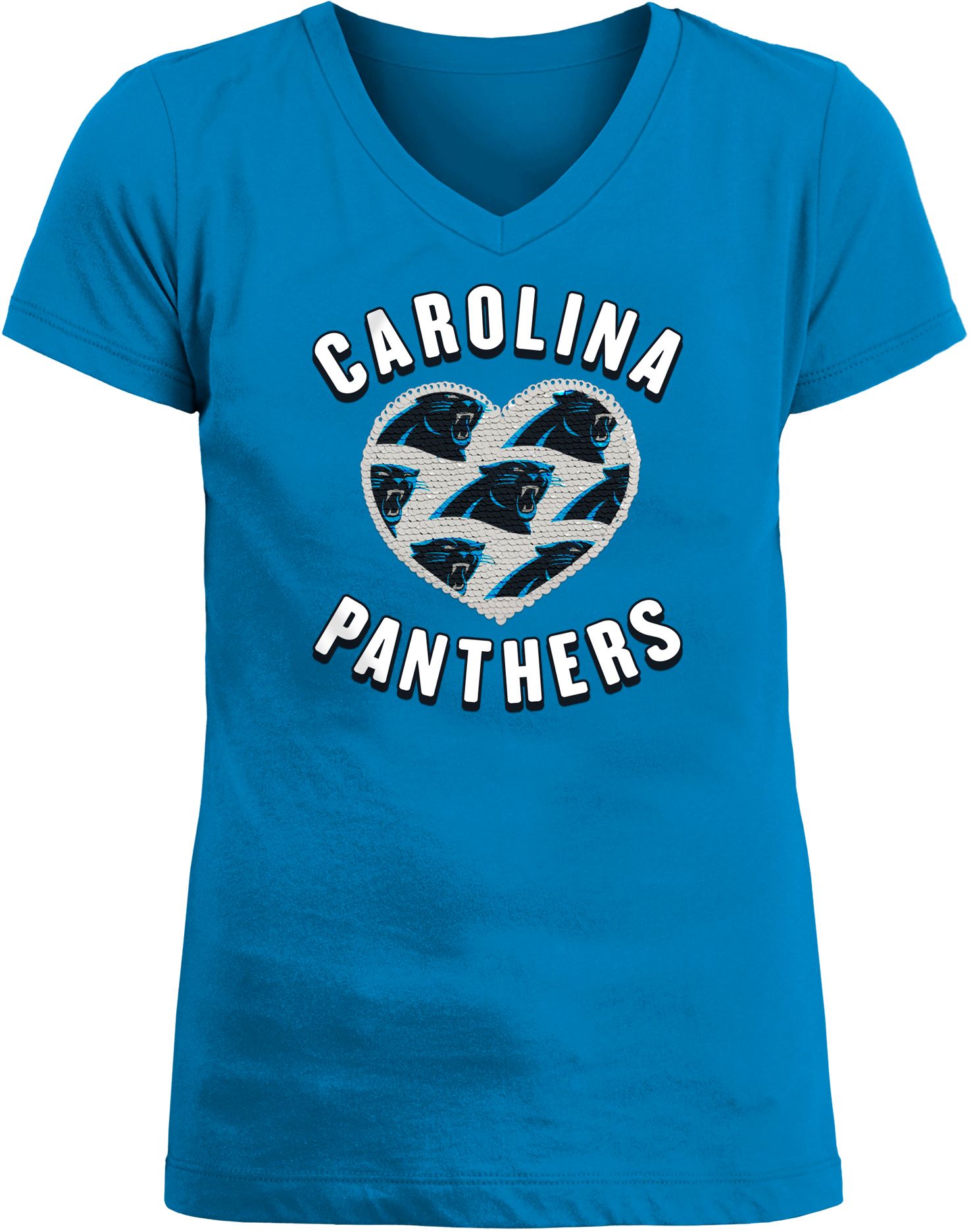 New Era Apparel Girl's Carolina Panthers Sequins Heart Blue T-Shirt product image