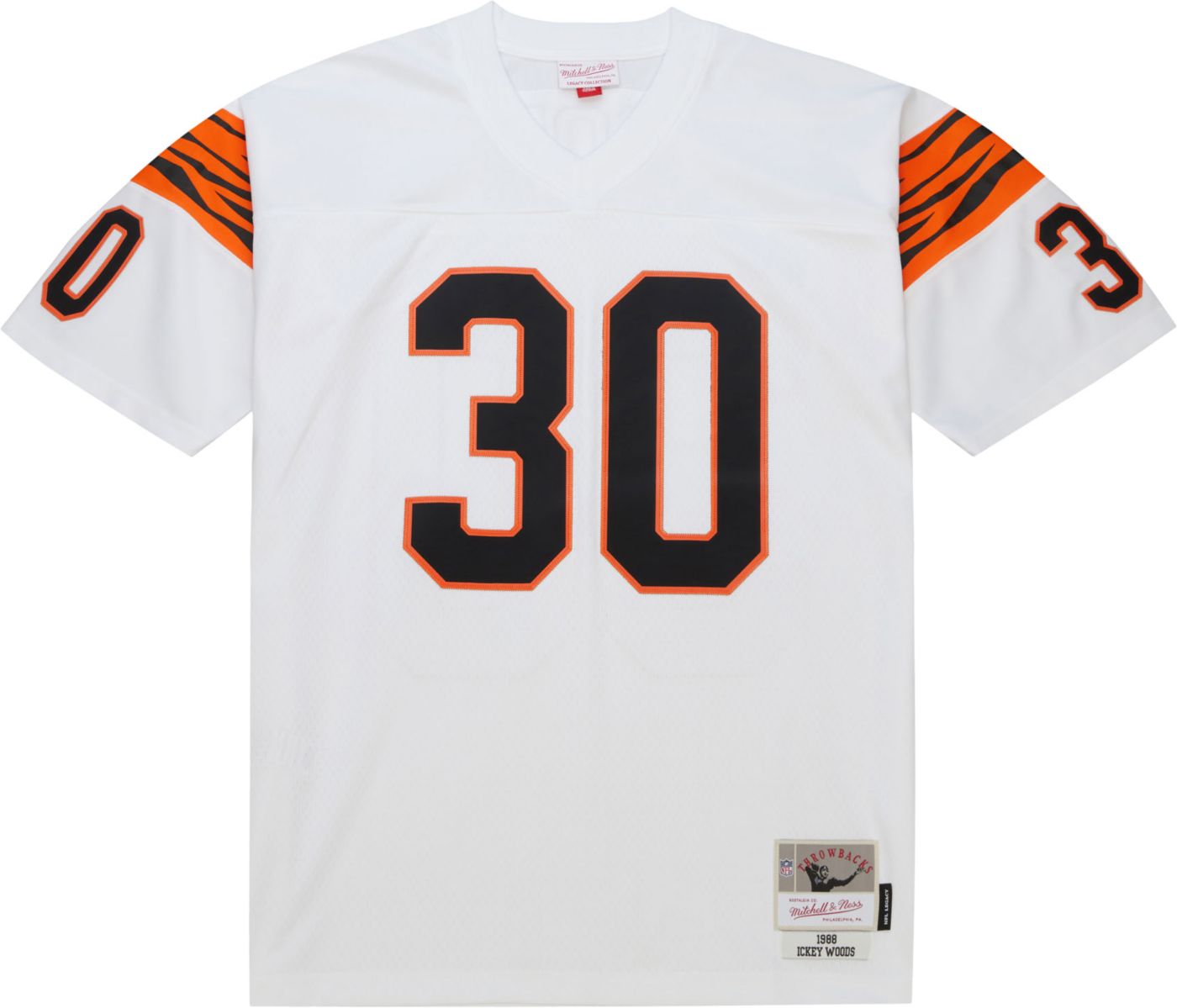 Mitchell Ness Men s Cincinnati Bengals Ickey Woods 30 1988 White Throwback Jersey Dick s Sporting Goods