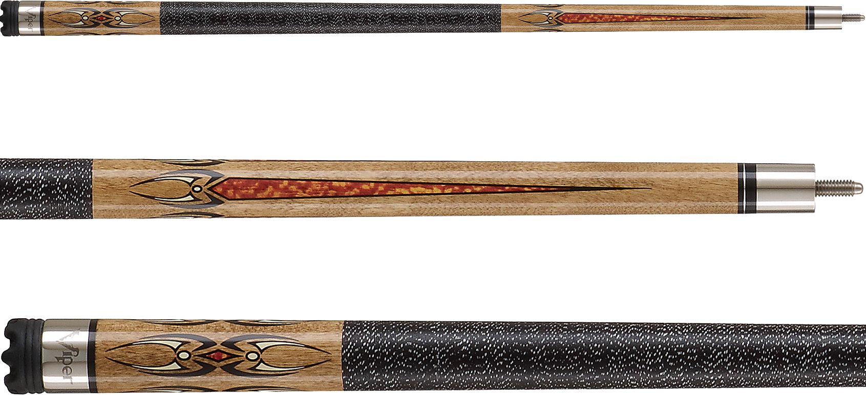 Viper Sinister Series Black White Wrap and Brown Stain Pool Cue product image