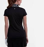 EPNY Women's Cap Sleeve Scrolling Snakeskin Print Golf Polo product image