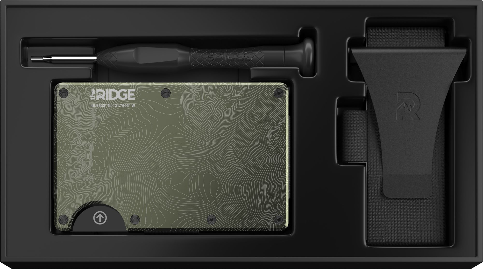 Ridge Wallet Mount Rainier Topographic Wallet with Cash Strap and Money Clip product image