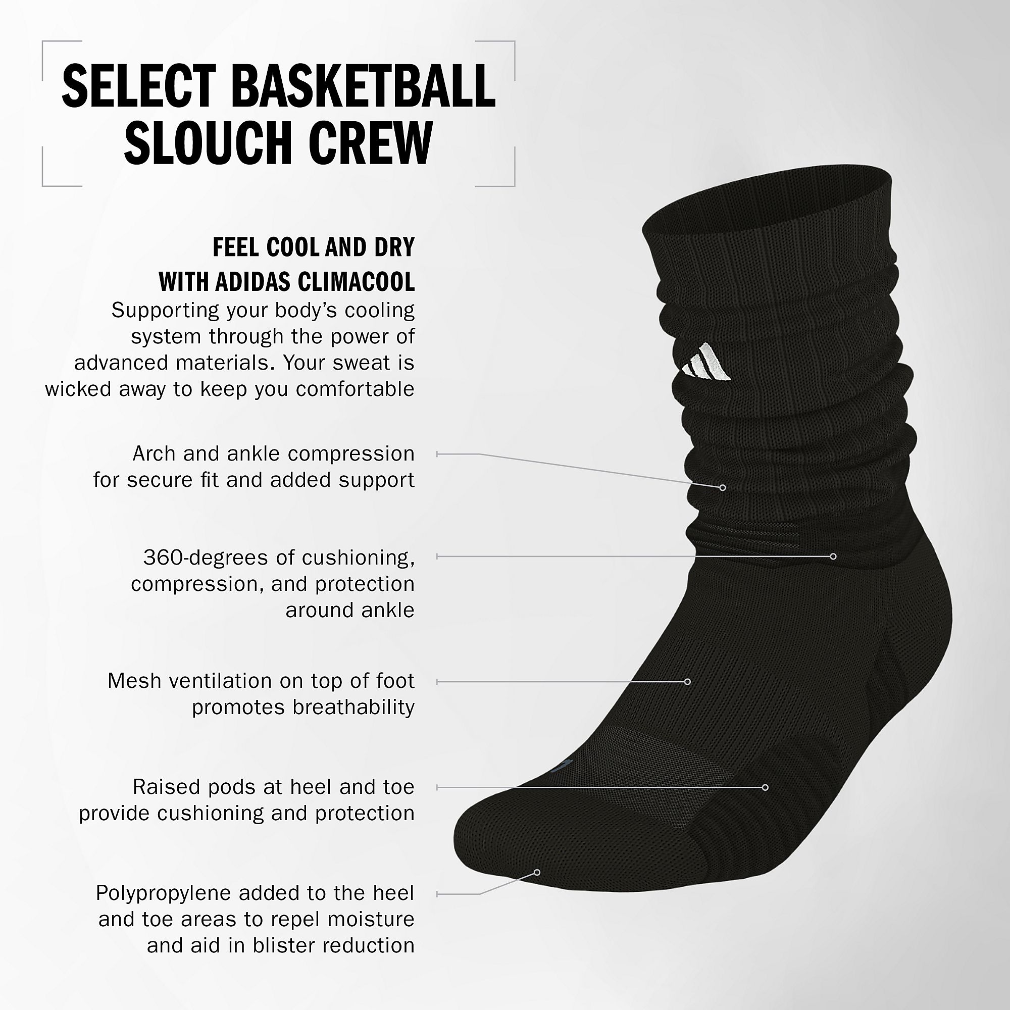 adidas Select Basketball Slouch Crew Socks product image