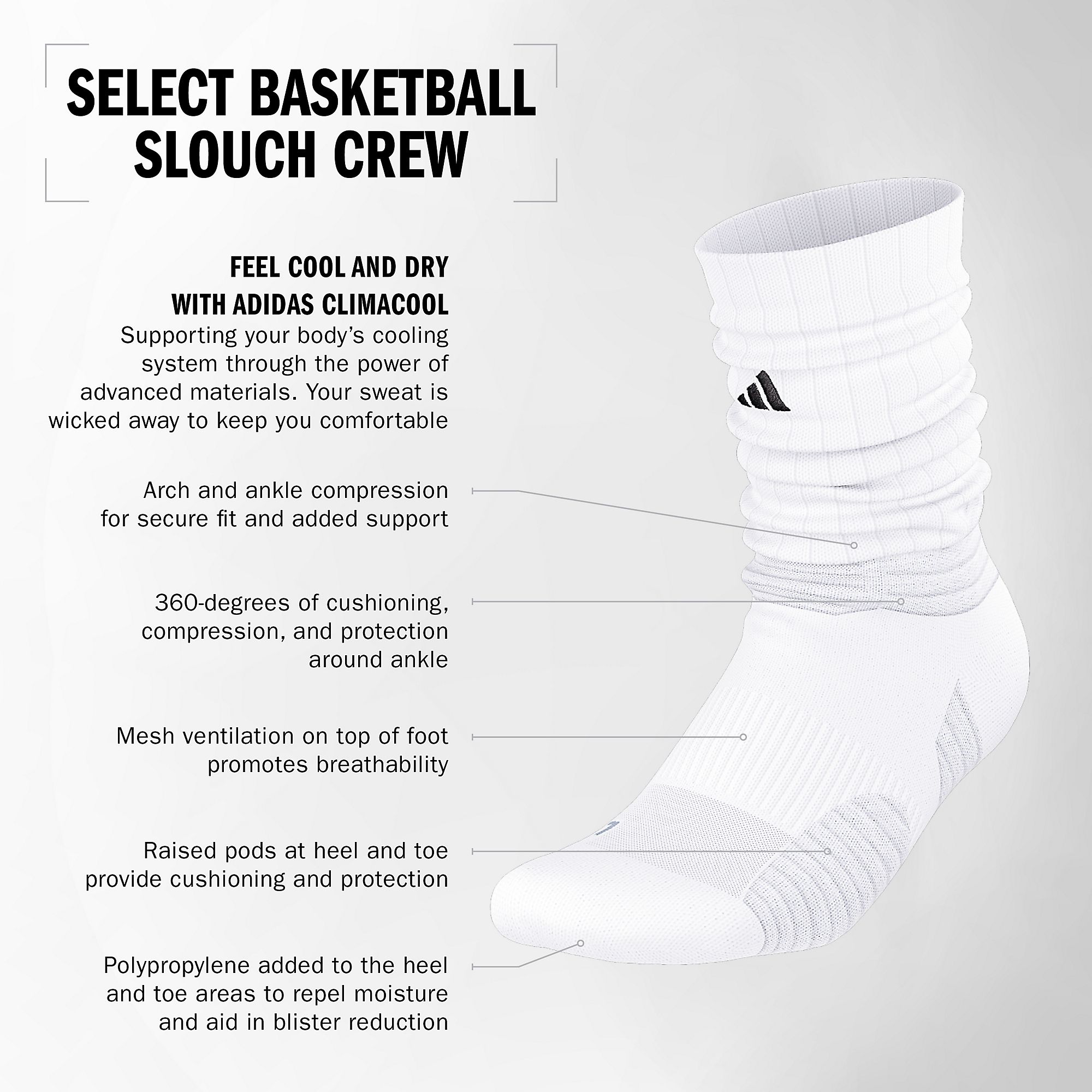 adidas Select Basketball Slouch Crew Socks product image