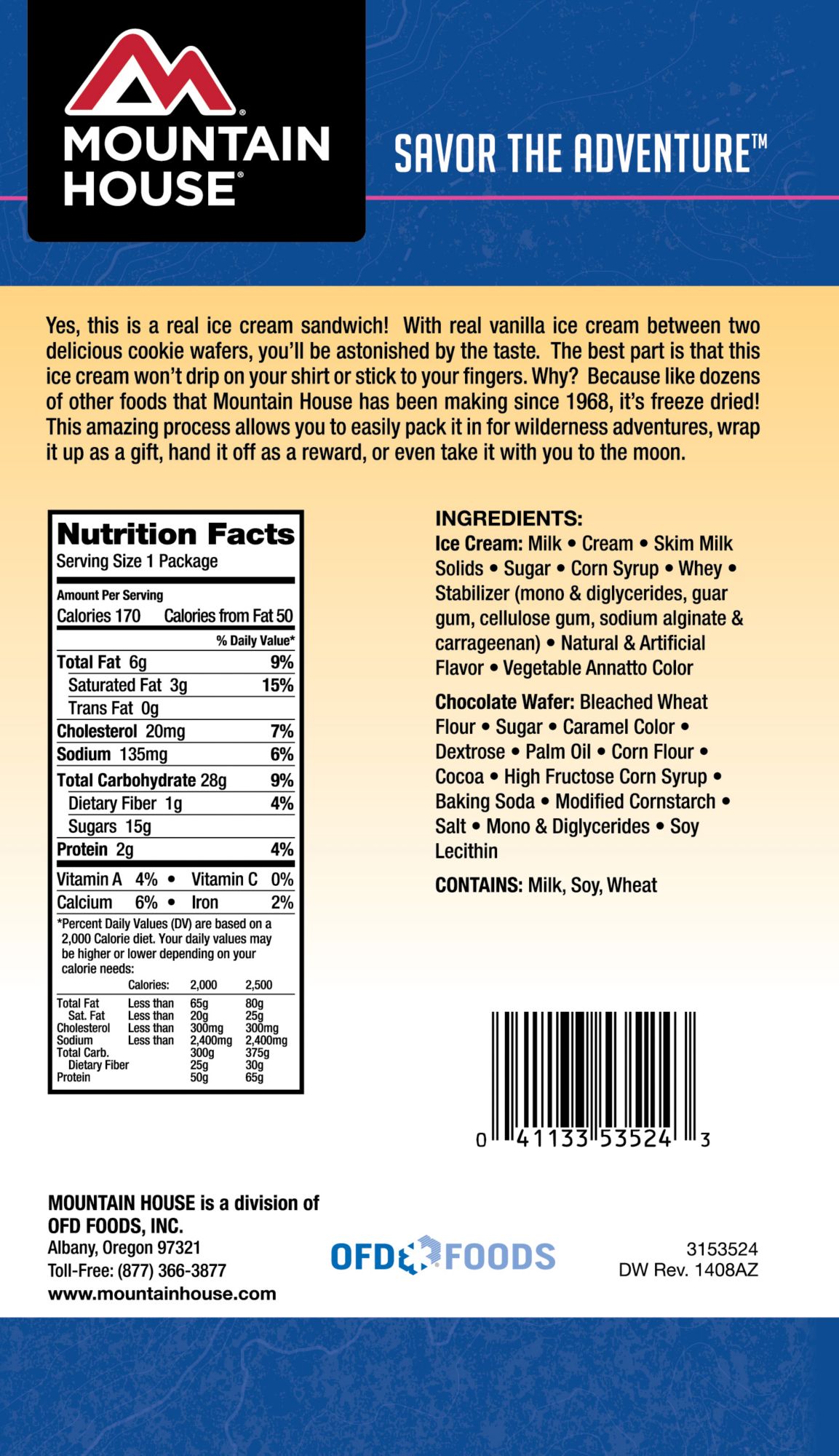 Mountain House Ice Cream Sandwich product image