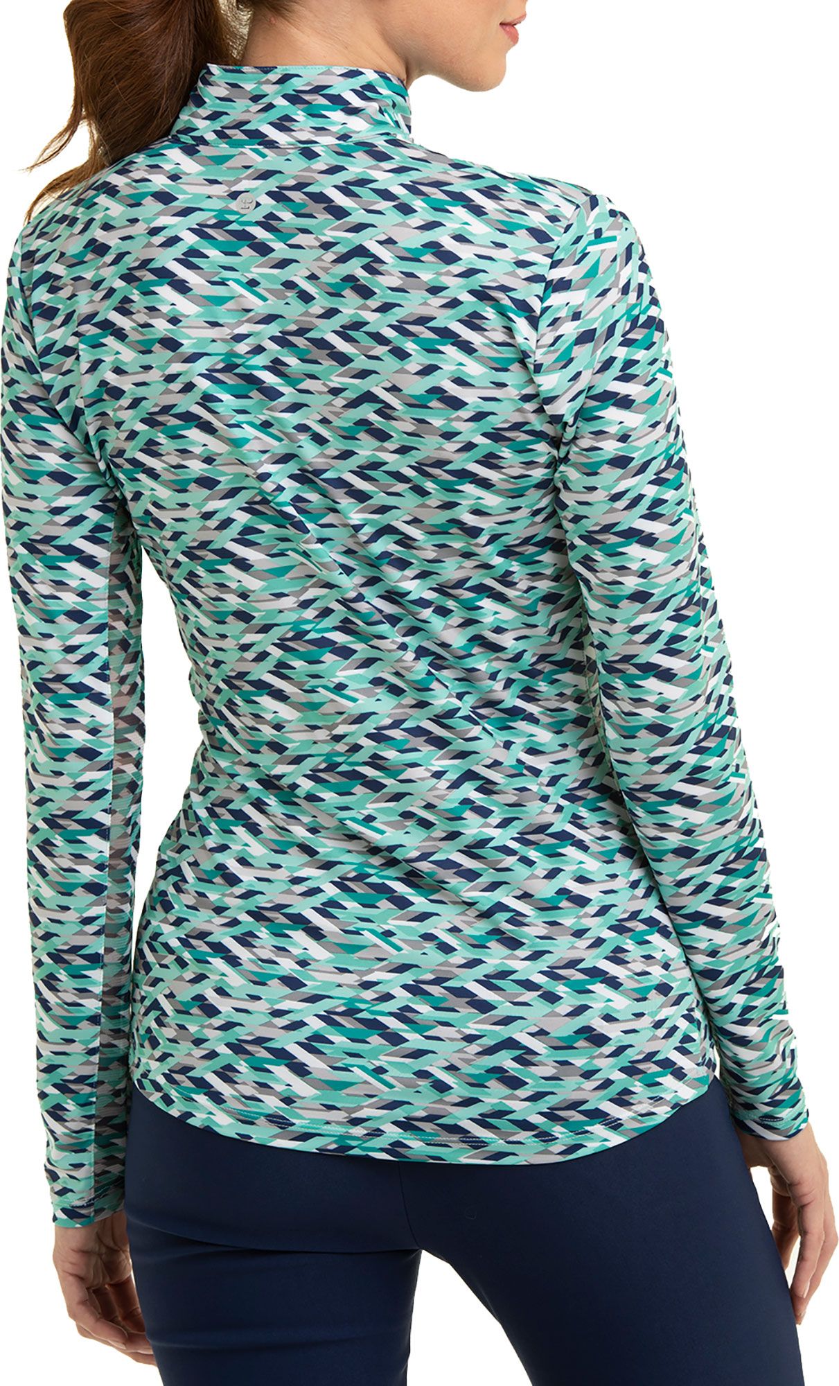 EP New York Women's Long Sleeve Quarter Zip UV Geo Print Top