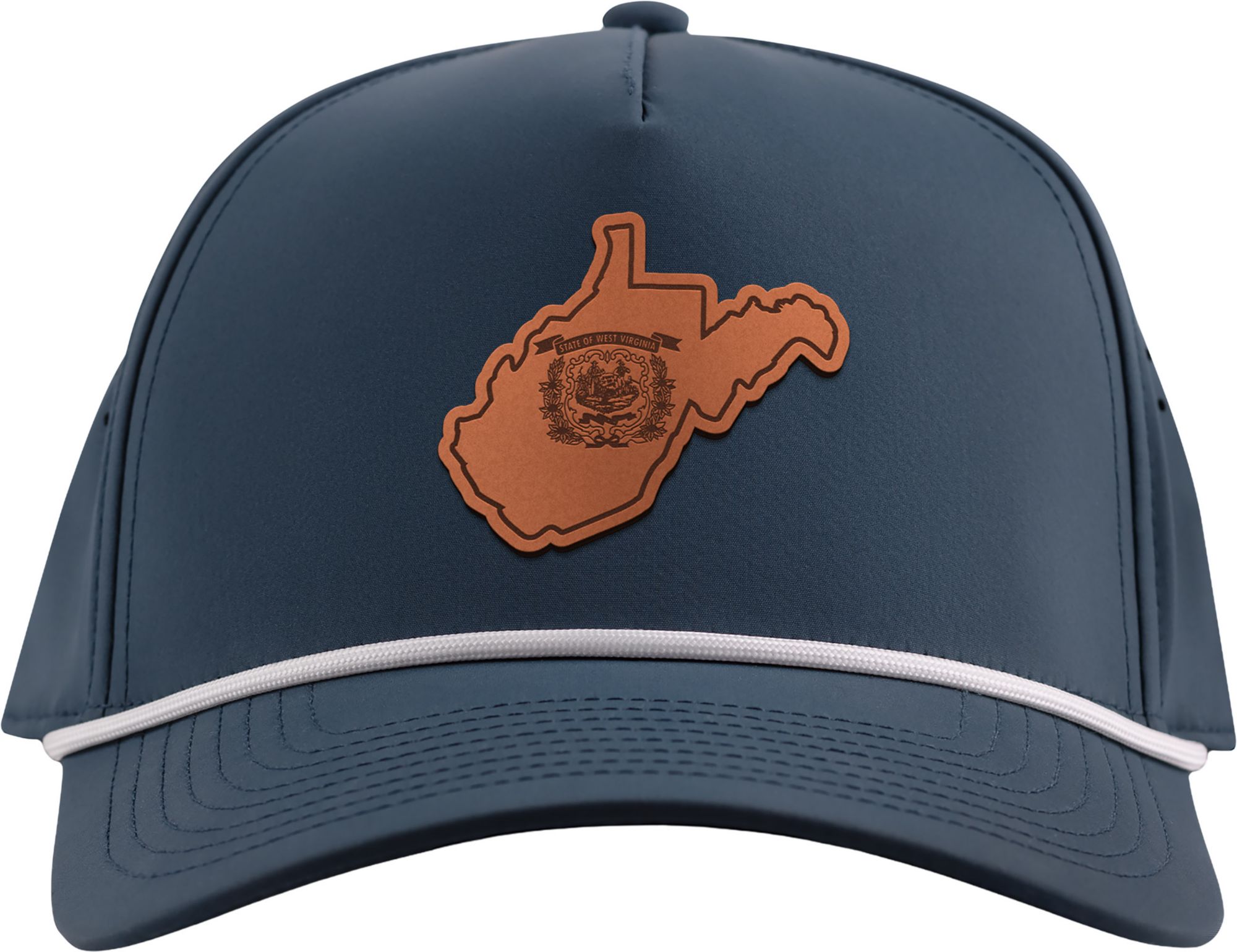 Branded Bills Adult West Virginia Navy Leather Patch Rope Adjustable Hat product image